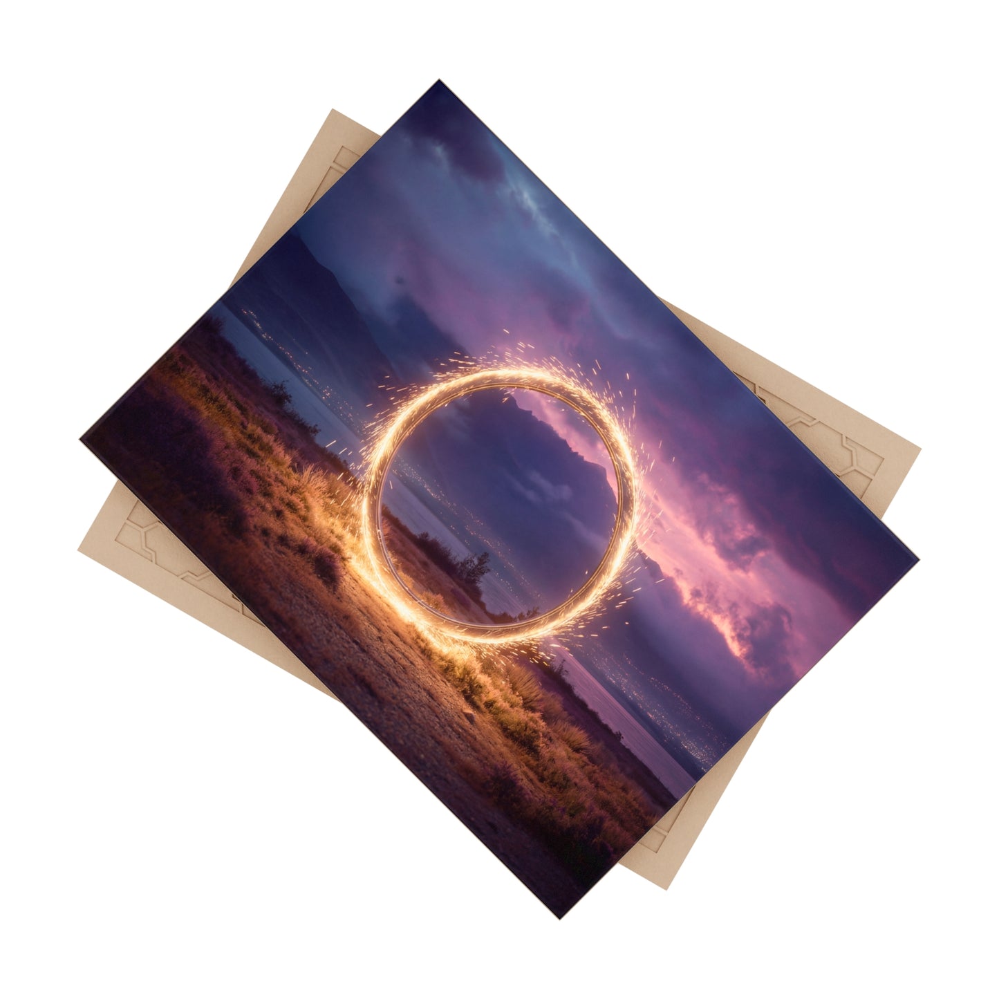 Spark Ring Twilight Ceramic Photo Tile – A Gateway to Purple Skies