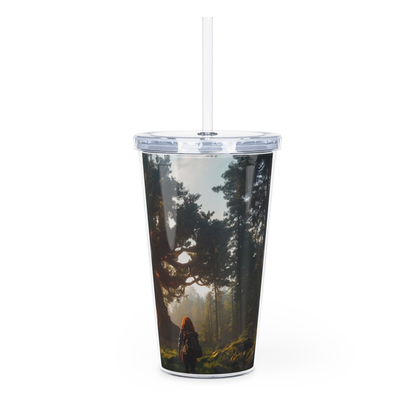 Ancient Treehouse Tumbler with Straw – Sunlit Forest Sanctuary
