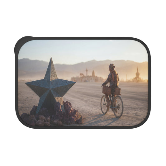 Desert Star Cyclist PLA Bento Box with Band and Utensils – Sunset Ride Through Dust and Dreams