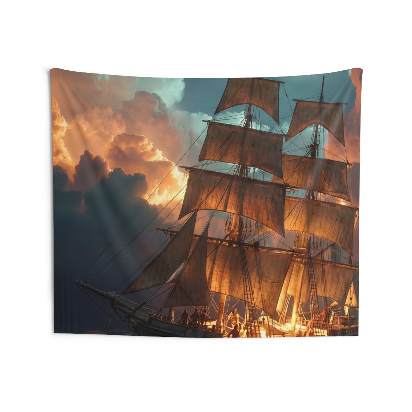 Starlit Galleon Indoor Wall Tapestries – Voyage Beneath the Celestial Canopy