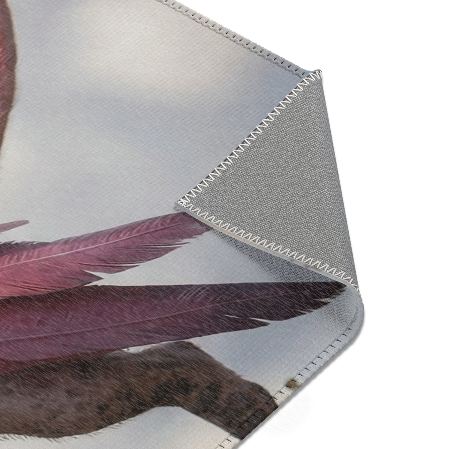 Pink Dawn Sentinel Area Rug – Soft Feathers and Curled Tail Dreamscape