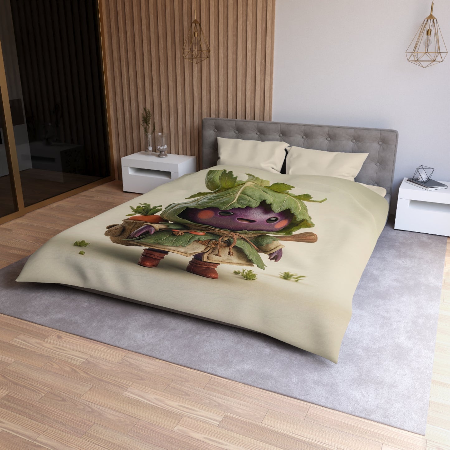 Cabbage Knight Microfiber Duvet Cover – Verdant Harvest Guardian