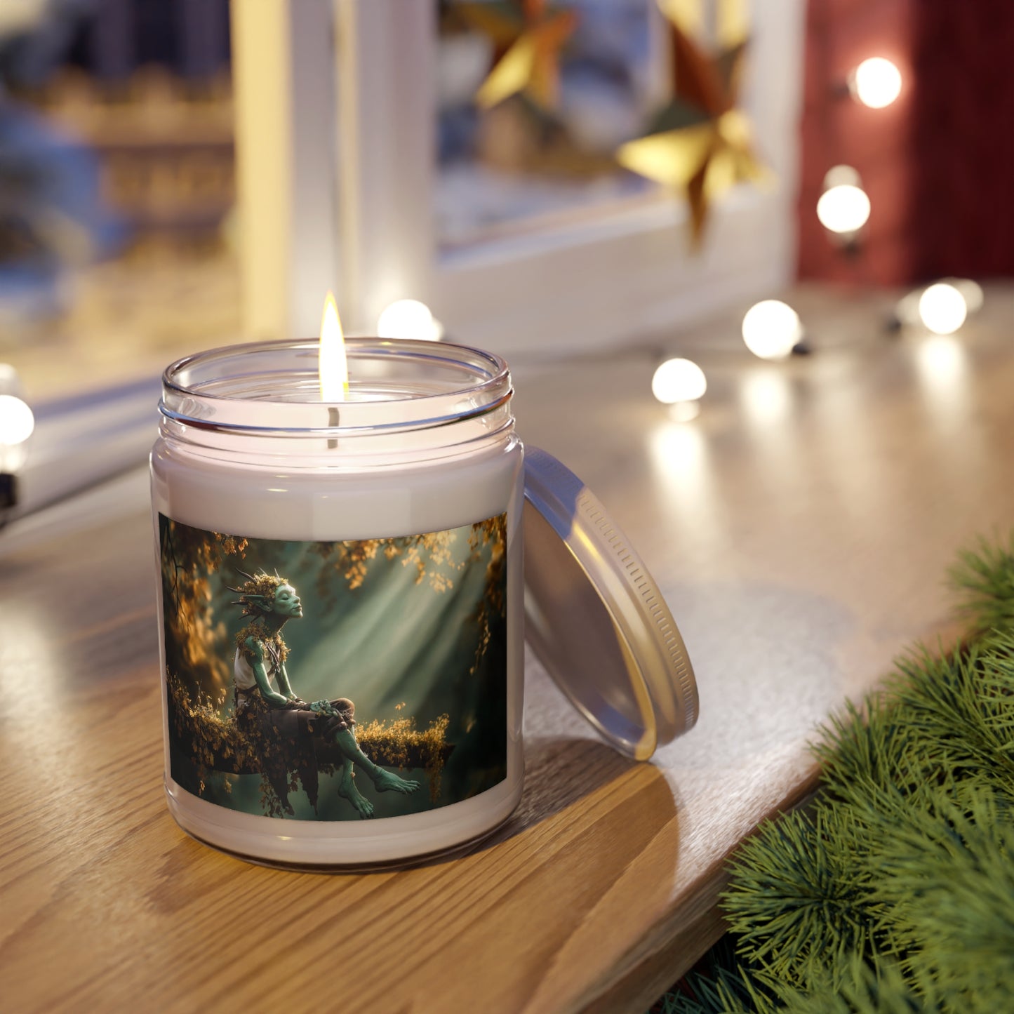 Autumn Grove Sprite Scented Soy Candles with White Lid, 9oz – Whisper of the Foliage Realm