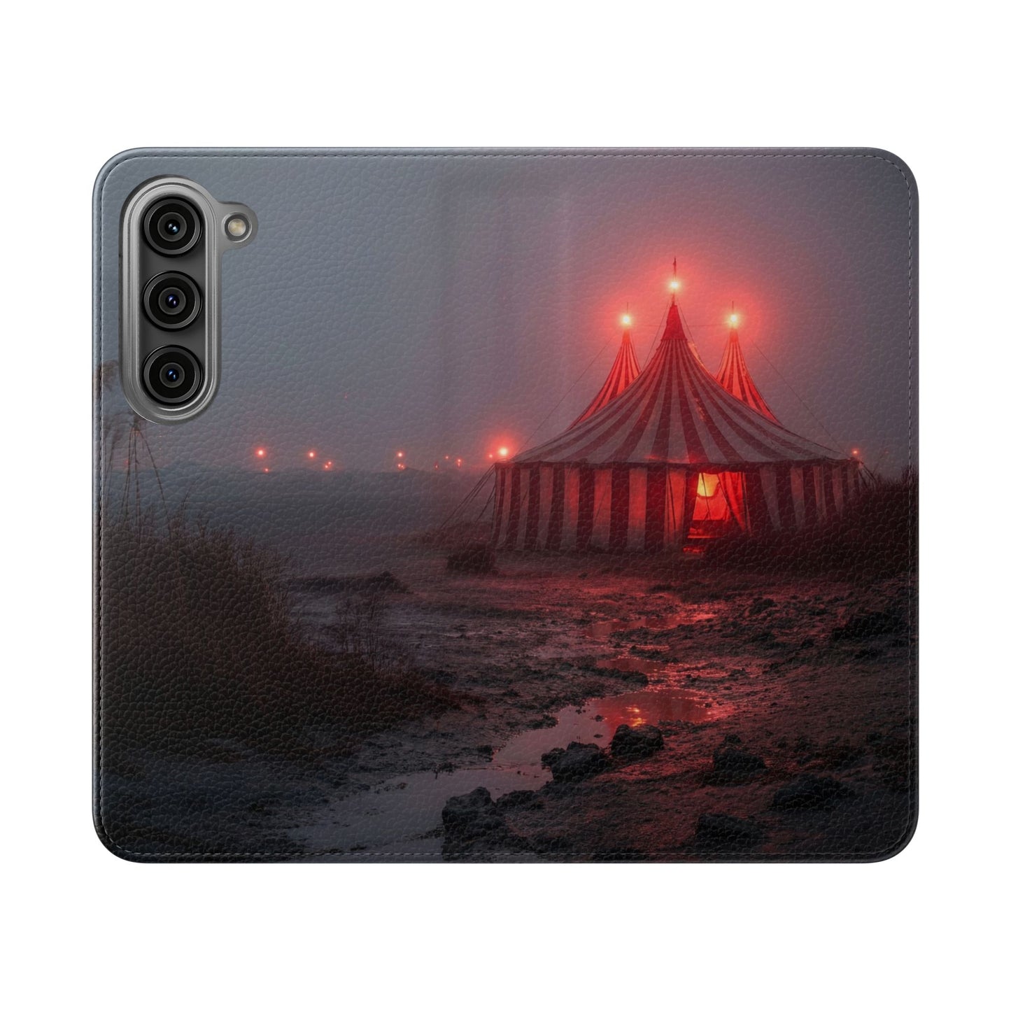 Crimson Circus Tent Flip Cases – Misty Coastside Lantern Scene