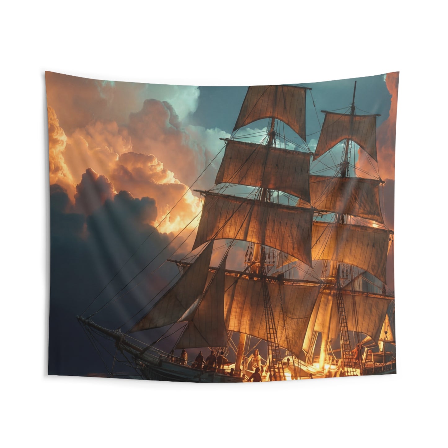 Starlit Galleon Indoor Wall Tapestries – Voyage Beneath the Celestial Canopy