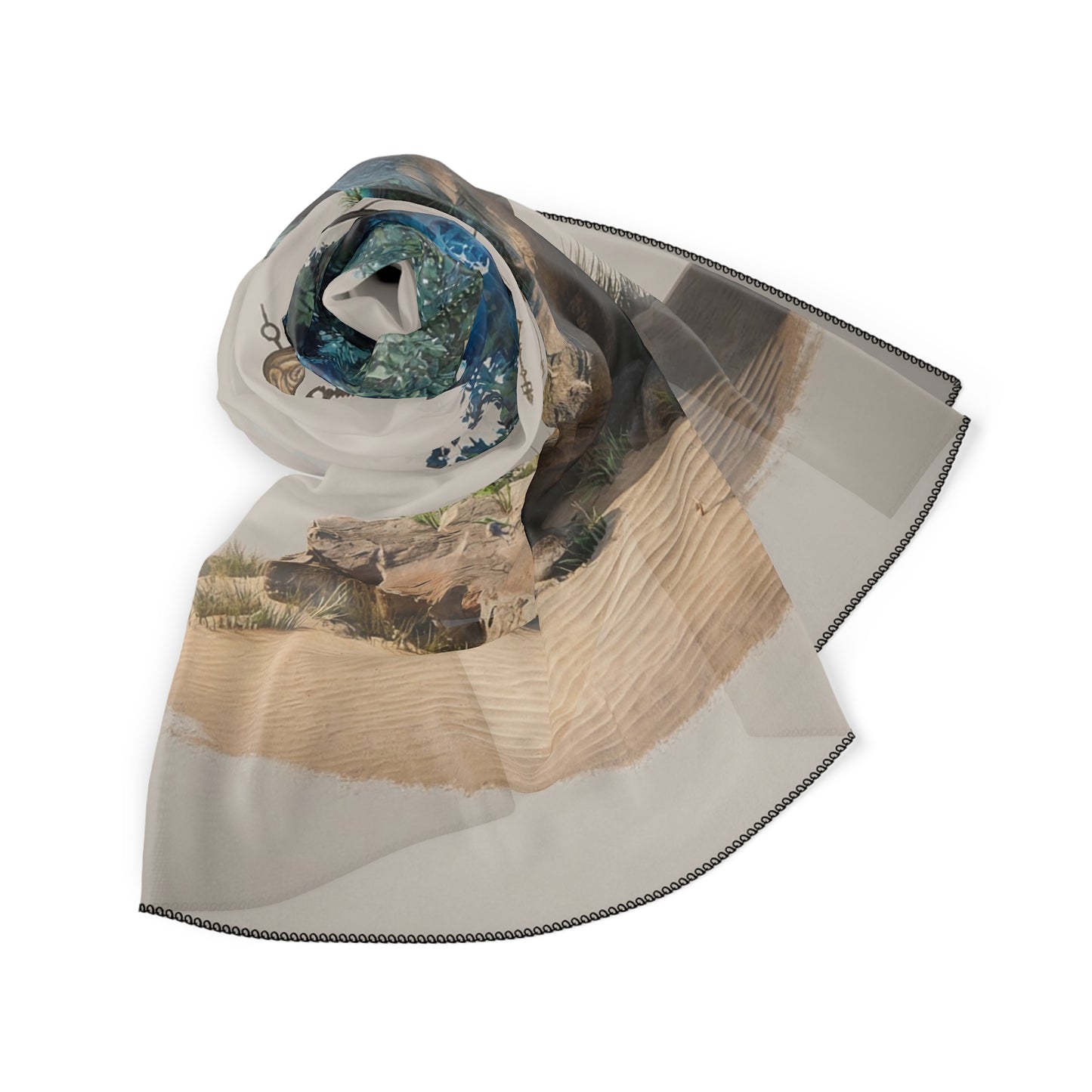 Whispering Wisdom Tree Poly Scarf – Azure Luminescence in Desert Bloom