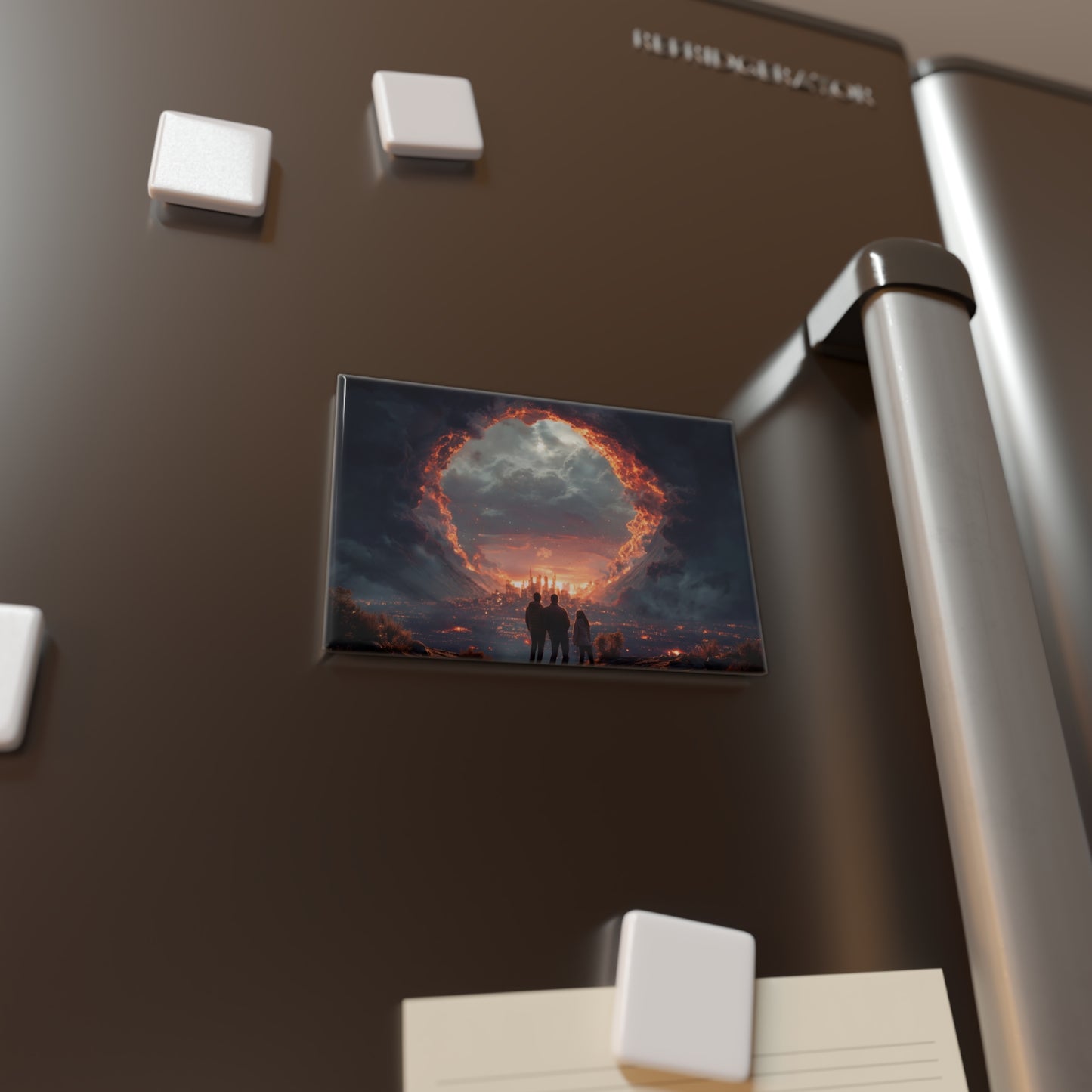 Celestial Gateway Button Magnet, Rectangle (1 & 10 pcs) – Three Souls Witnessing the Sky’s Heart