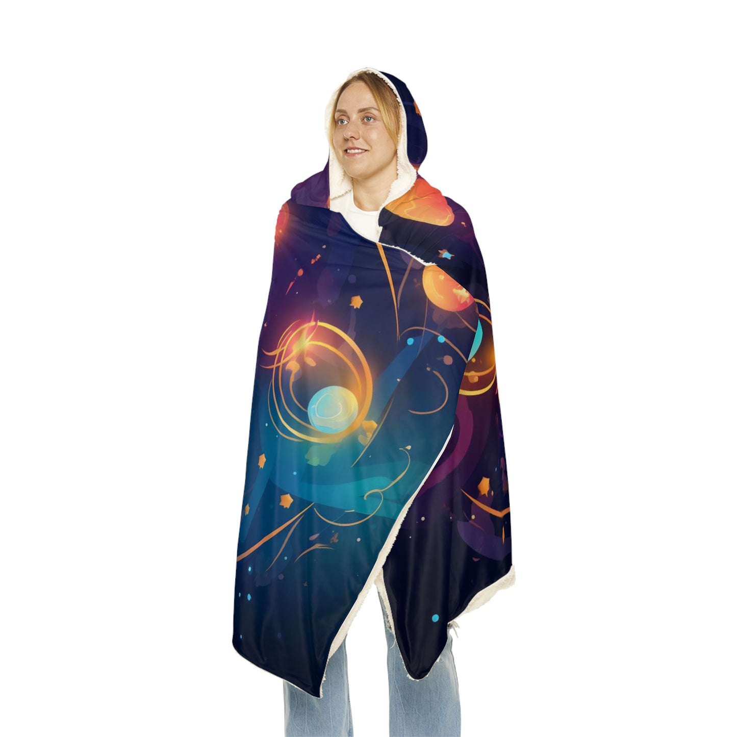 8K, high resolution detailed vector illustration poster, stars, celestial symbols, glowing accents - Snuggle Blanket