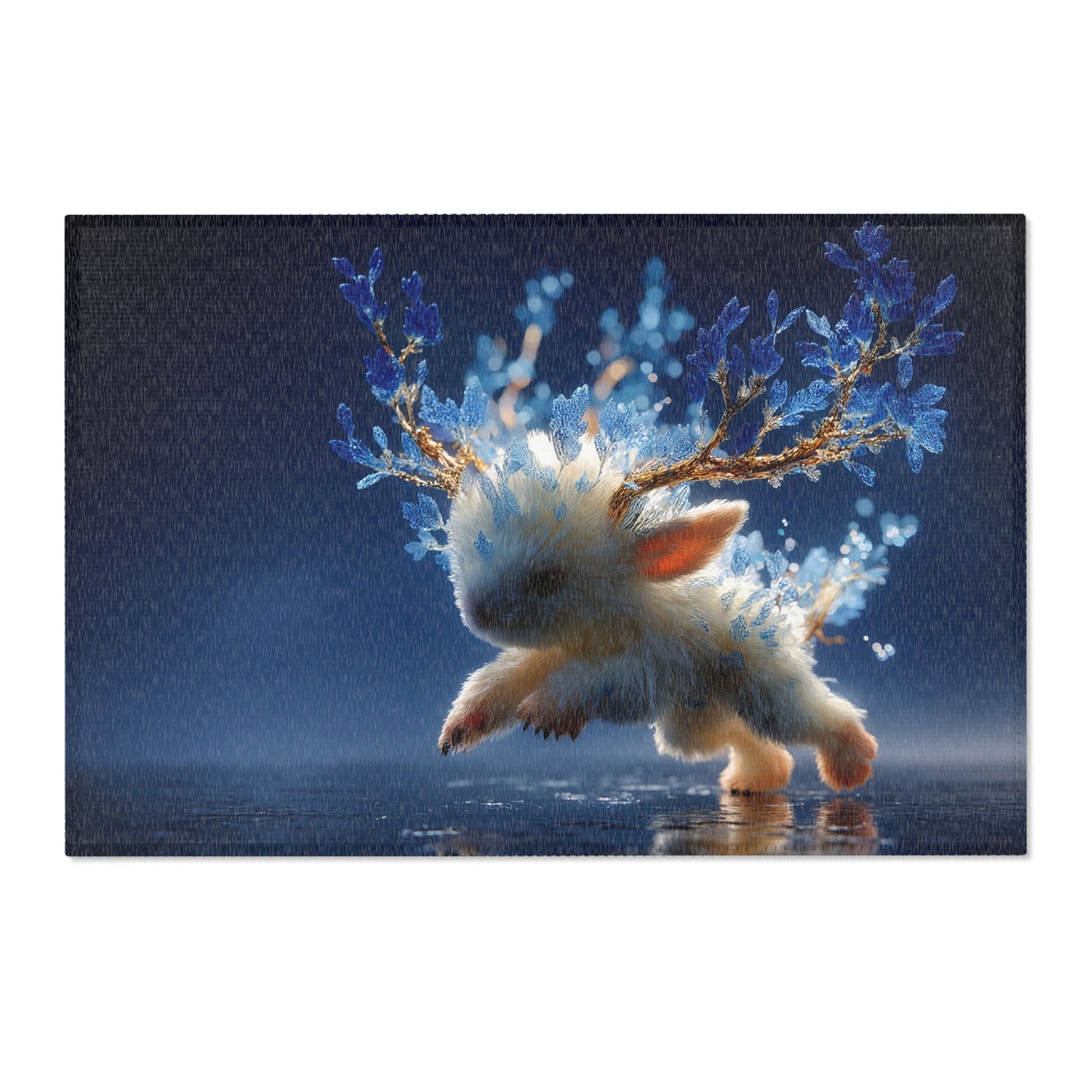 Frostborne Bunny Area Rugs – Whimsical Ice Crown Dreamscape