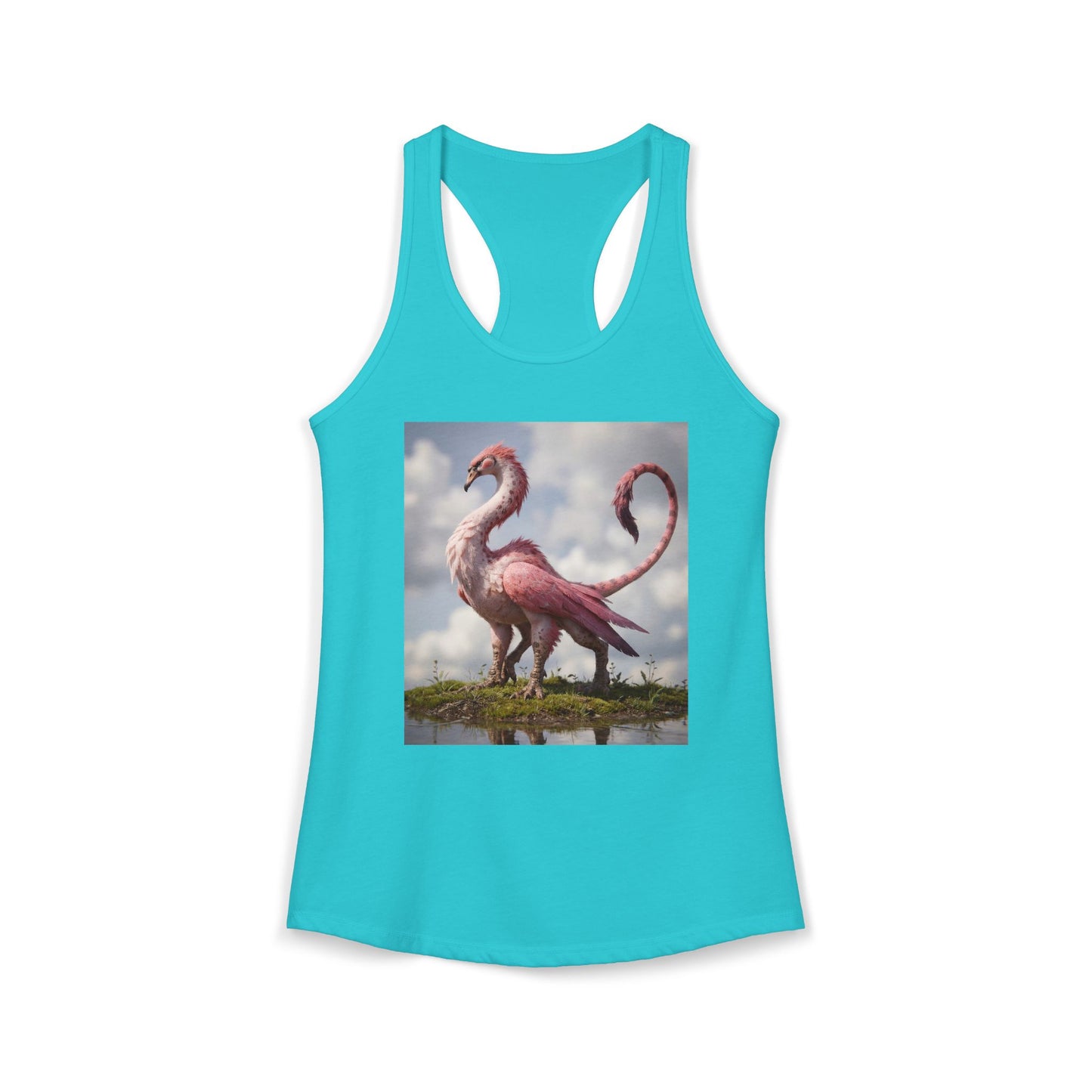 Pink Feathered Dinosaur Women's Ideal Racerback Tank – Mossy Marsh Guardian
