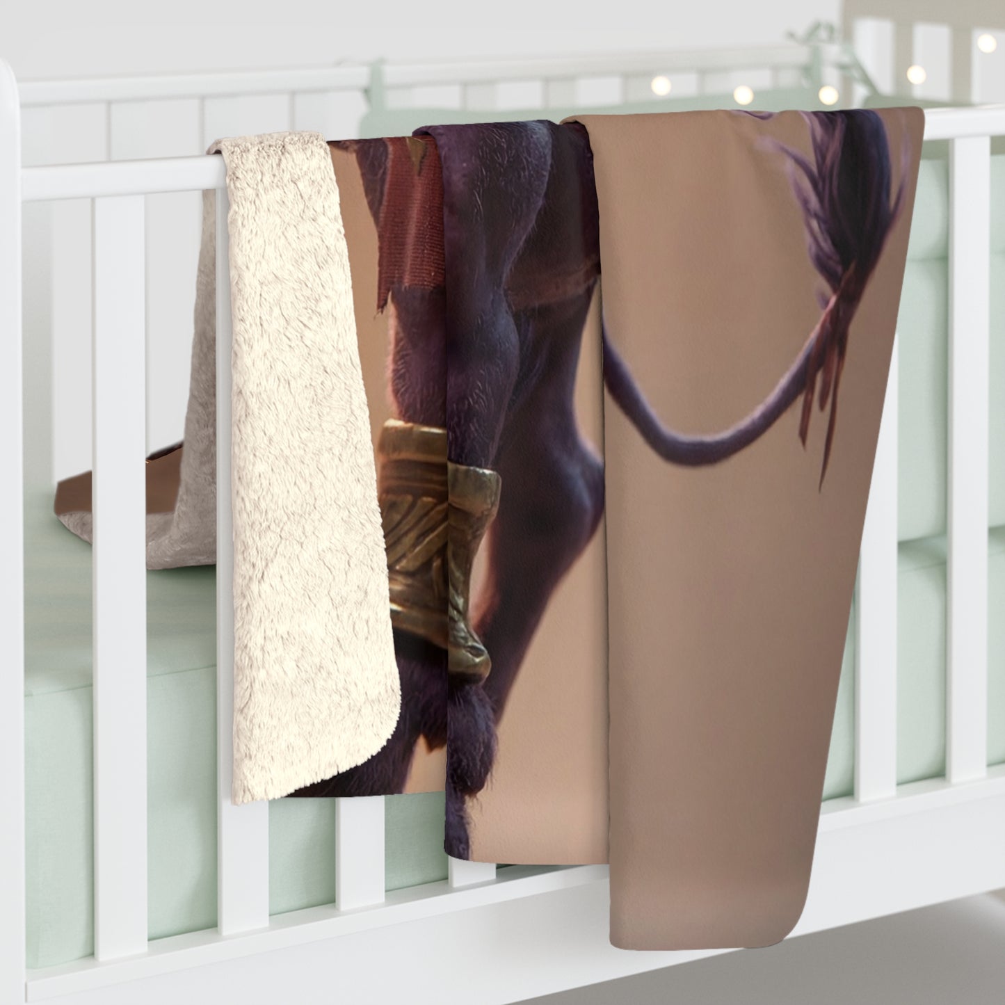 Purple Minotaur Sherpa Fleece Blanket – Ancient Stone Guardian Dreamscape