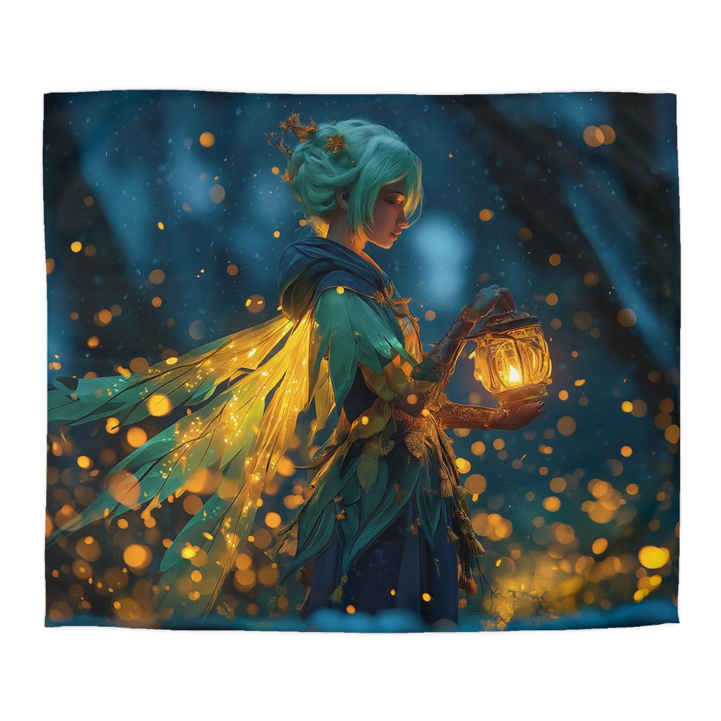 Luminous Forest Guardian Microfiber Duvet Cover – Warm Glow Through Whispering Woods