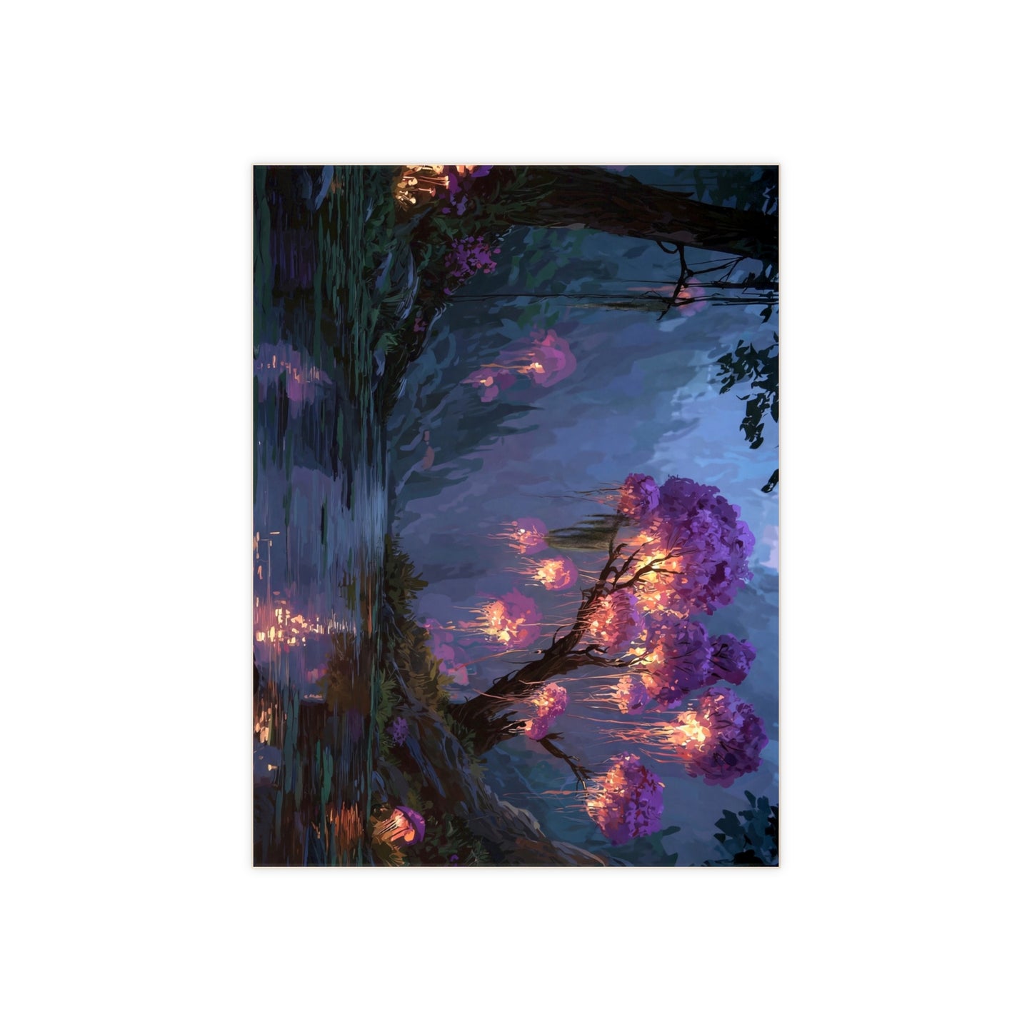 Bioluminescent Grove Ceramic Photo Tile – Whispering Forest at Dusk