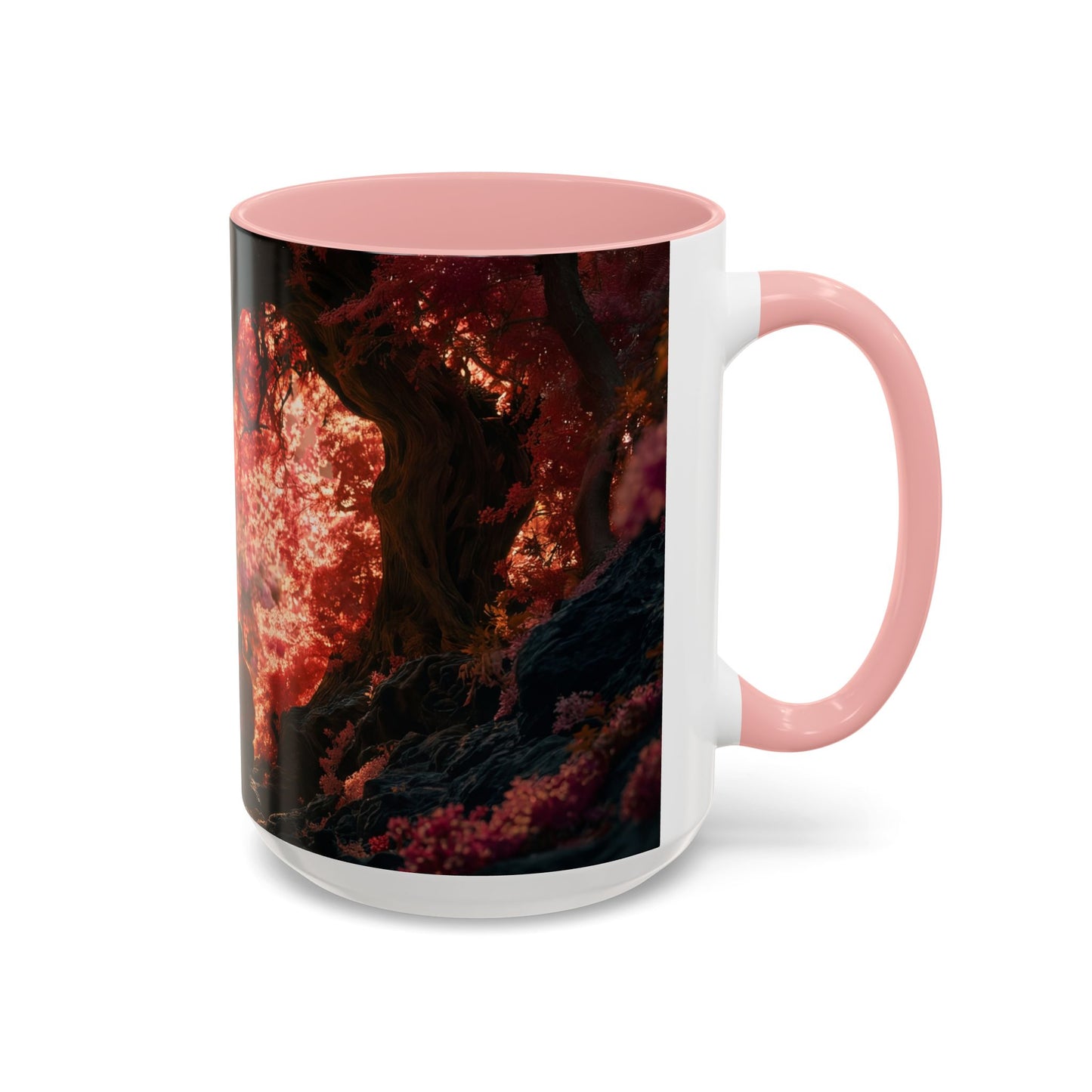 Crimson Heart Grove Accent Coffee Mug (11, 15oz) – Twisted Canopy Romance Scene