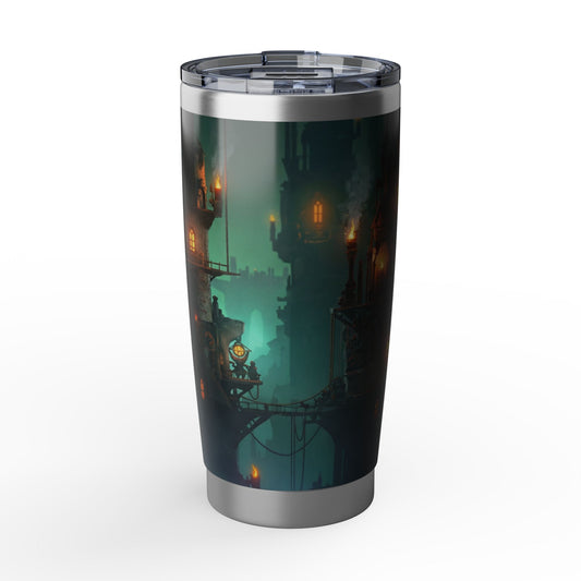 Floating City of Gilded Lanterns Vagabond 20oz Tumbler – Twilight Skybridge Dreamscape