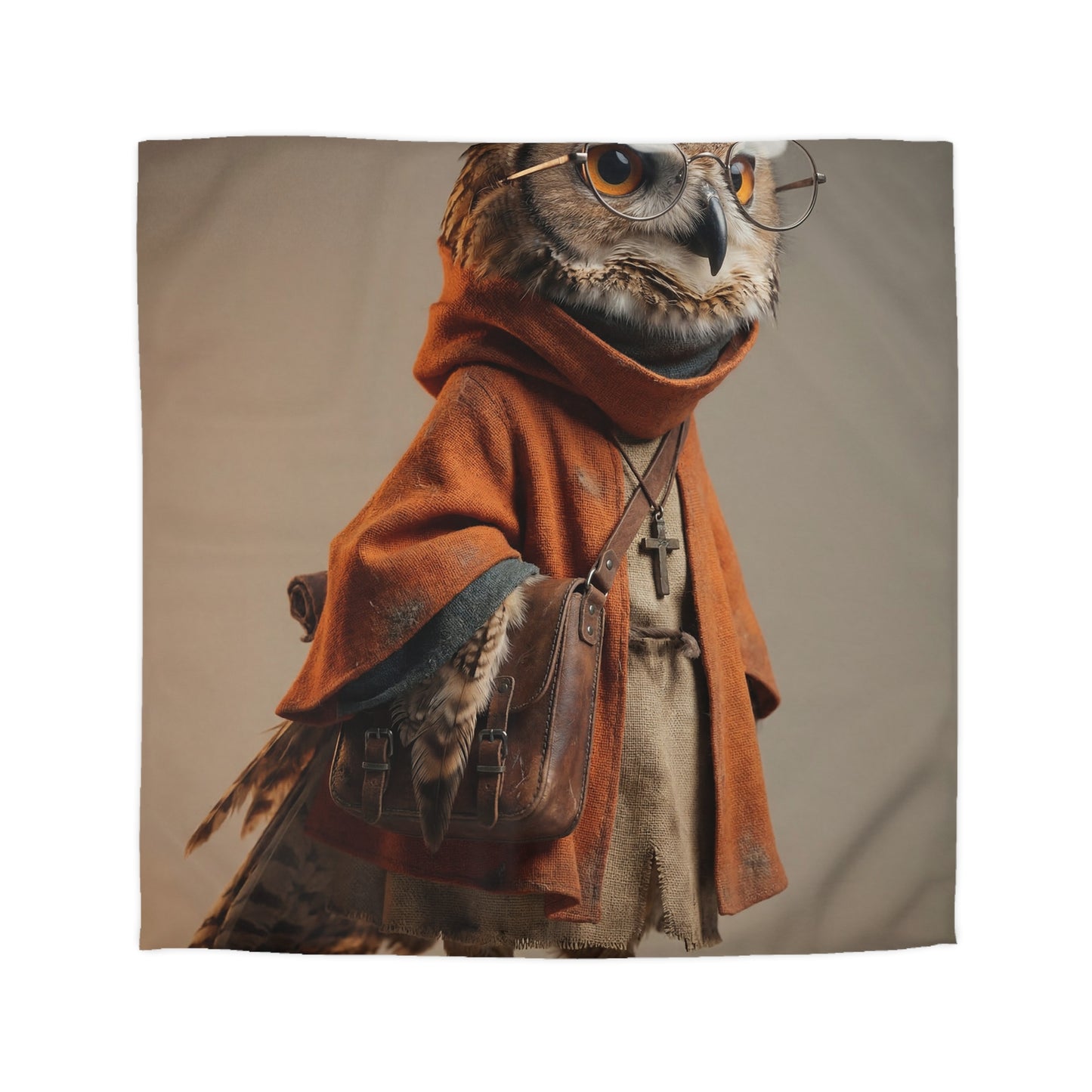 Owl Sage Microfiber Duvet Cover – Warm Ember Wisdom
