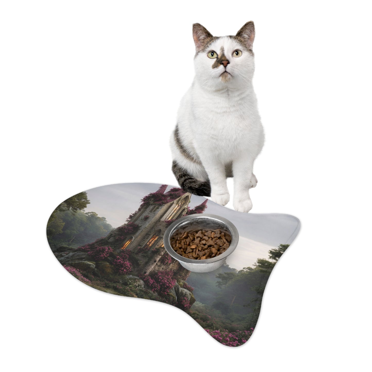 Rose-Clad Castle Pet Feeding Mats – Twilight Bloom Sanctuary