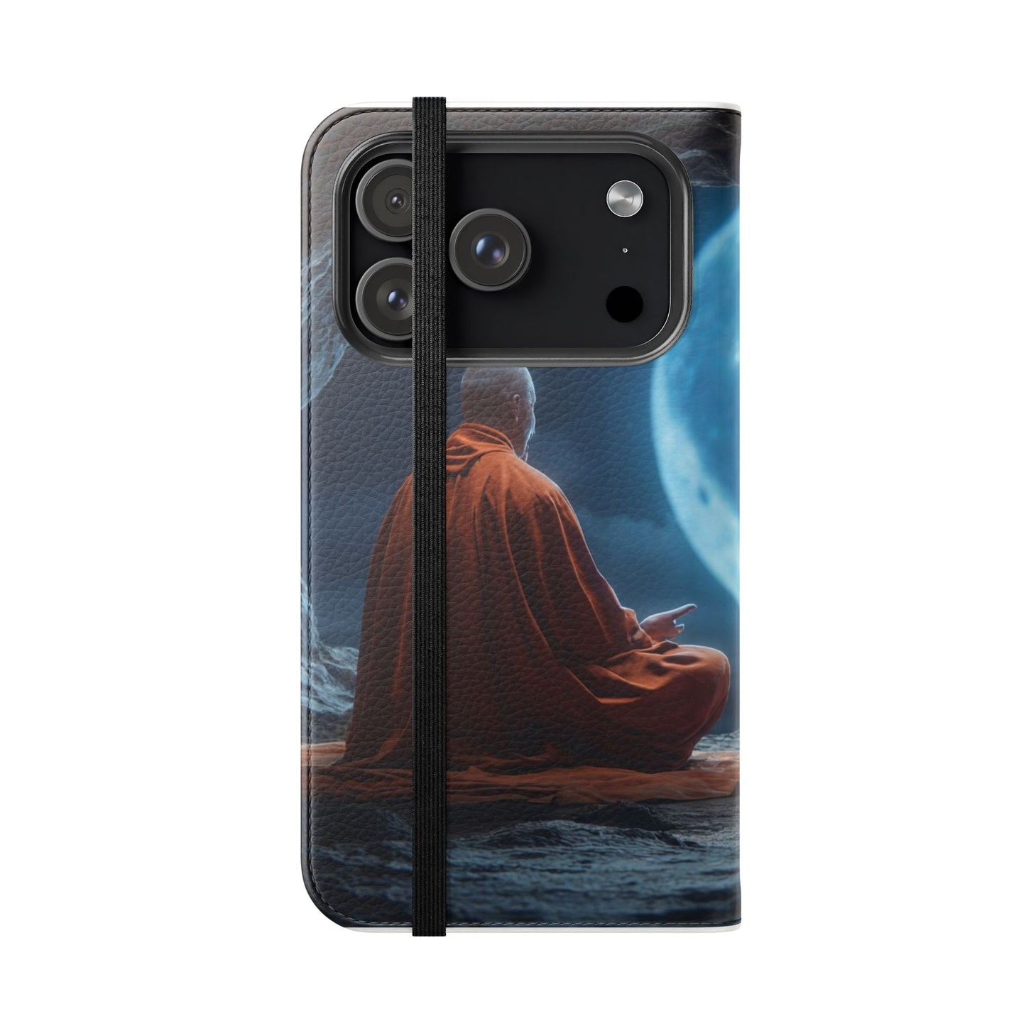 Lunar Meditation Flip Cases – Serene Monk Under Moonlight