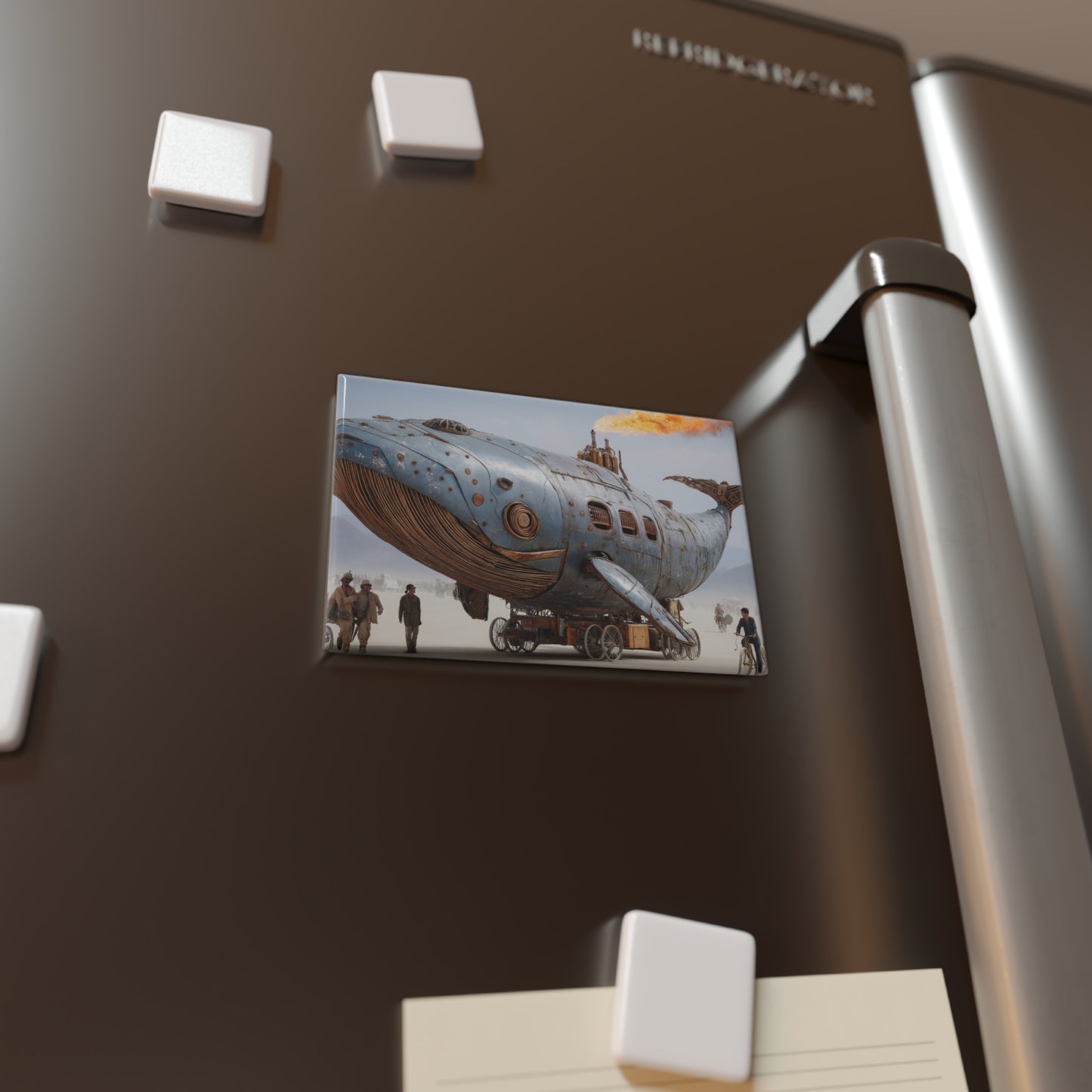 Steam Whale Art Magnet – Gilded Engine in the Dusty Desert
