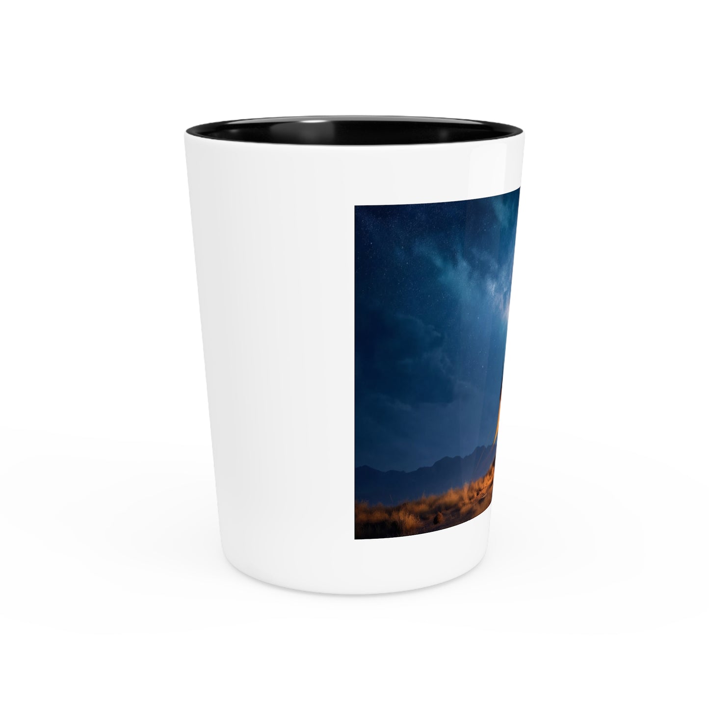 Starlit Nomad Tent Shot Glass – Milky Way Over Desert Sanctuary