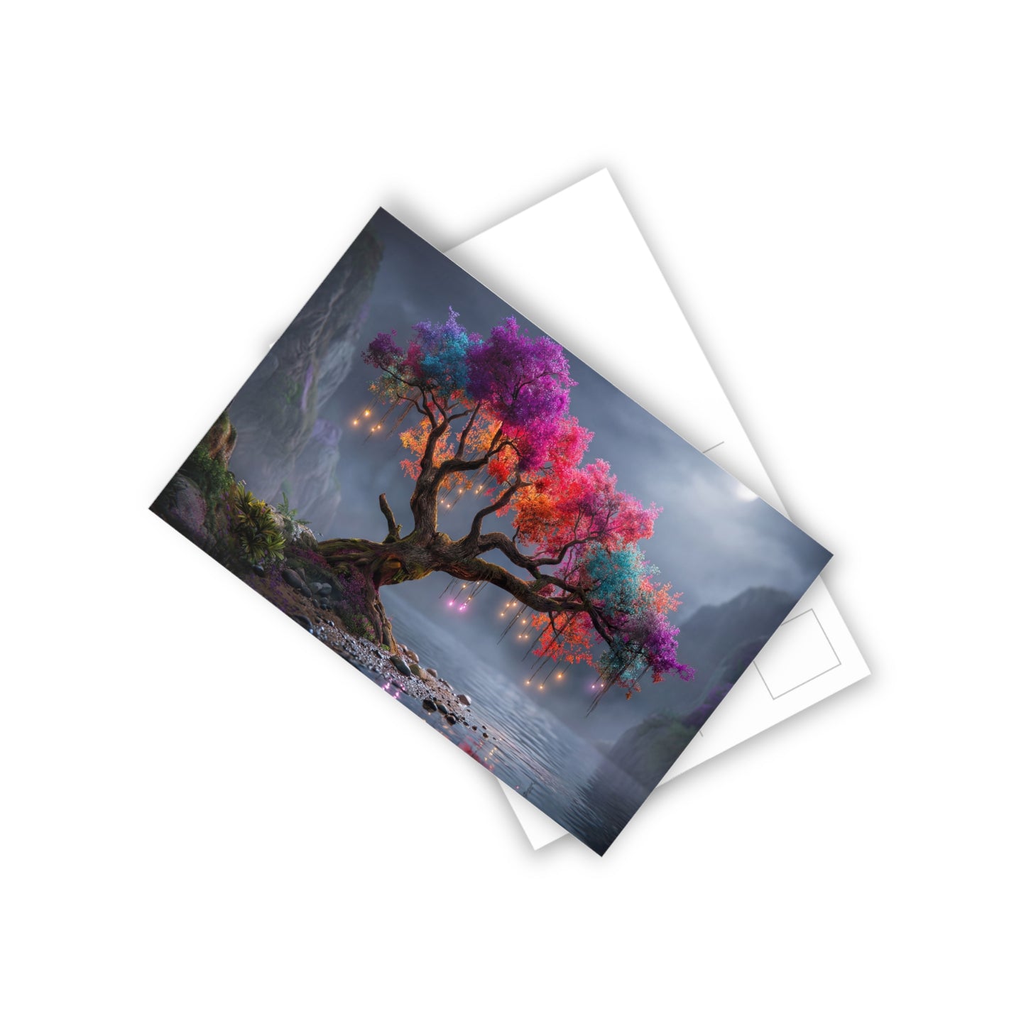 Chromatic Sentinel Tree Postcards (10pcs) – Rainbow Canopy Lantern Grove