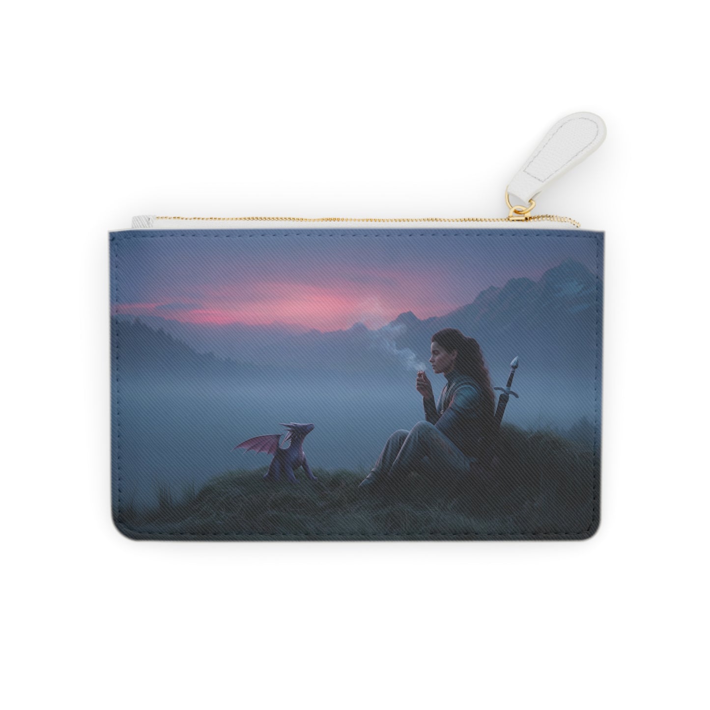 Twilight Sentinel Mini Clutch Bag – Mountain Mist and Dragon Companion