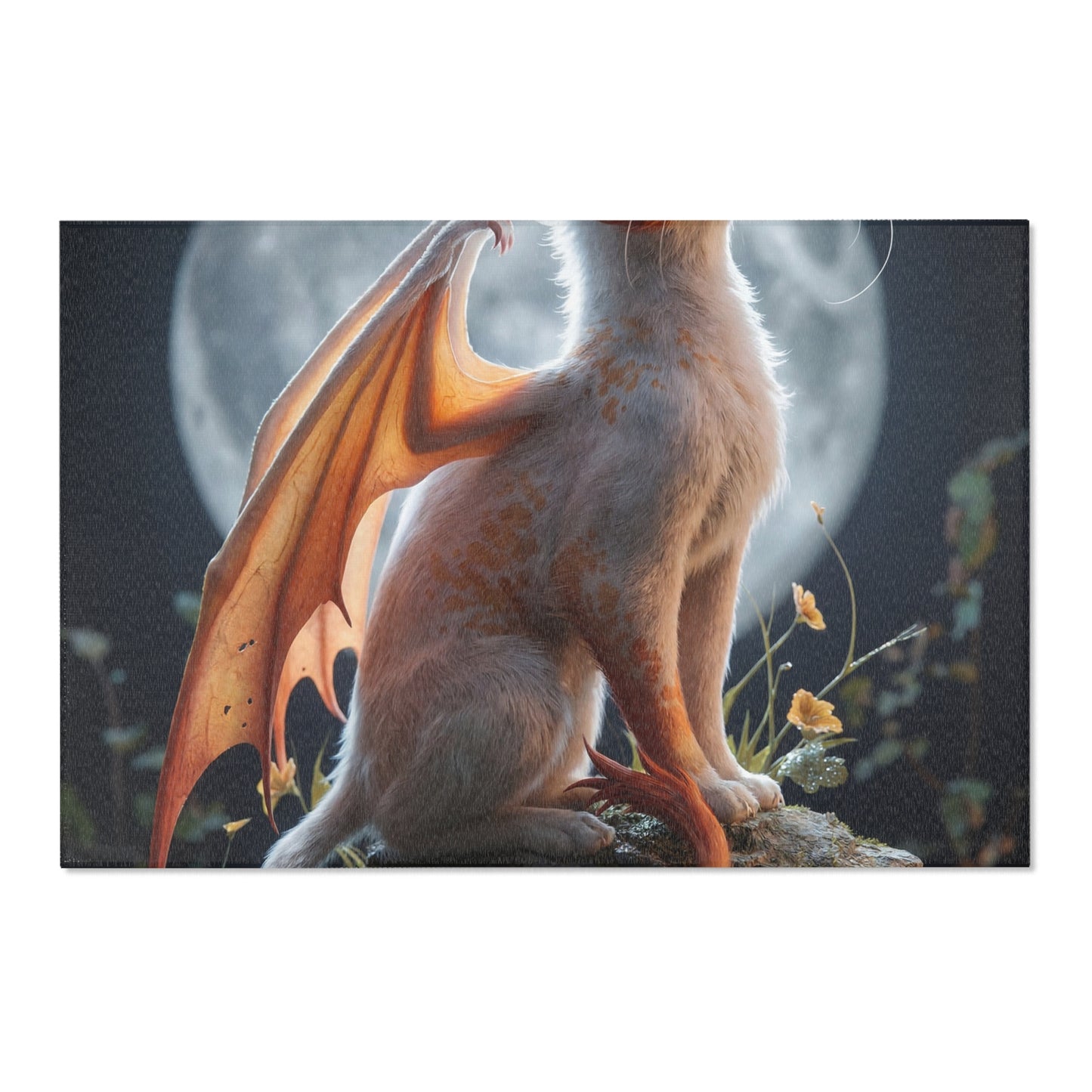 Moonlit Dragon Cat Area Rug – Whispers of the Celestial Guardian