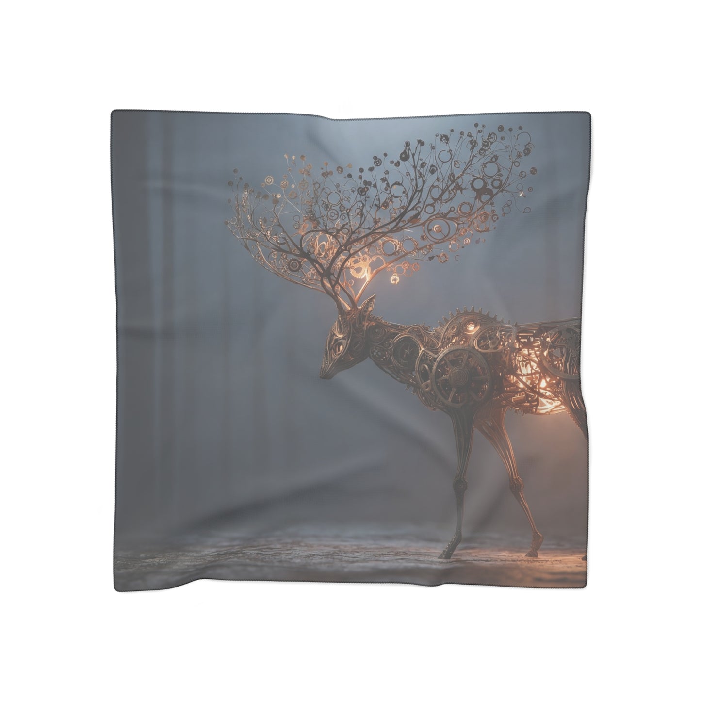 Steampunk Deer Poly Scarf – Whispers of Gilded Machinery