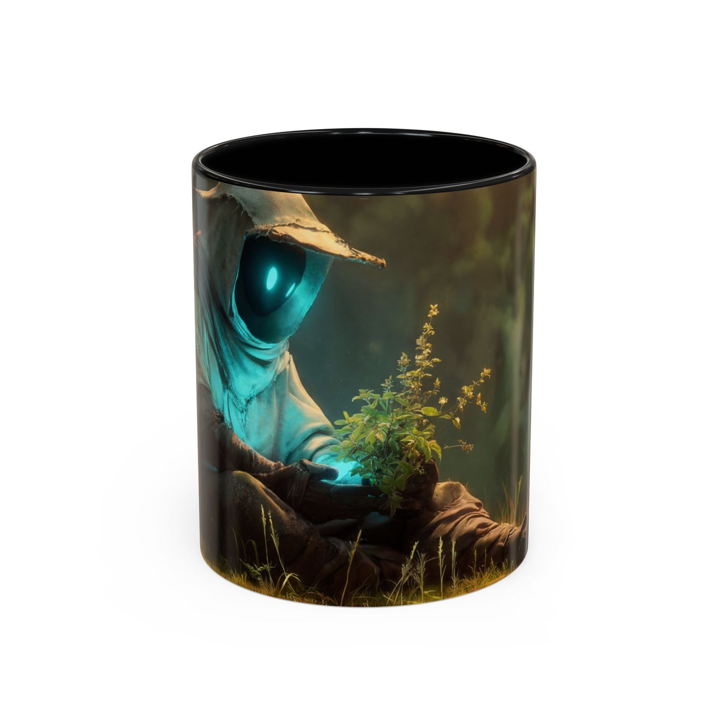 Forest Sentinel Accent Coffee Mug (11, 15oz) – Luminescent Guardian in Dappled Light