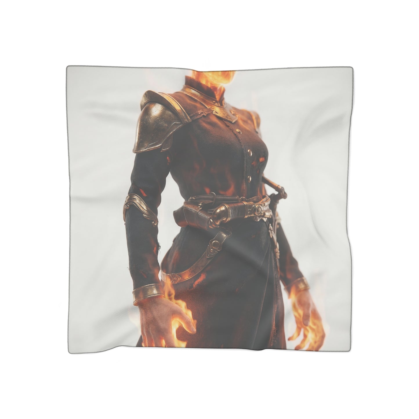 Flame-Wreathed Sentinel Poly Scarf – Ash and Ember Reverie