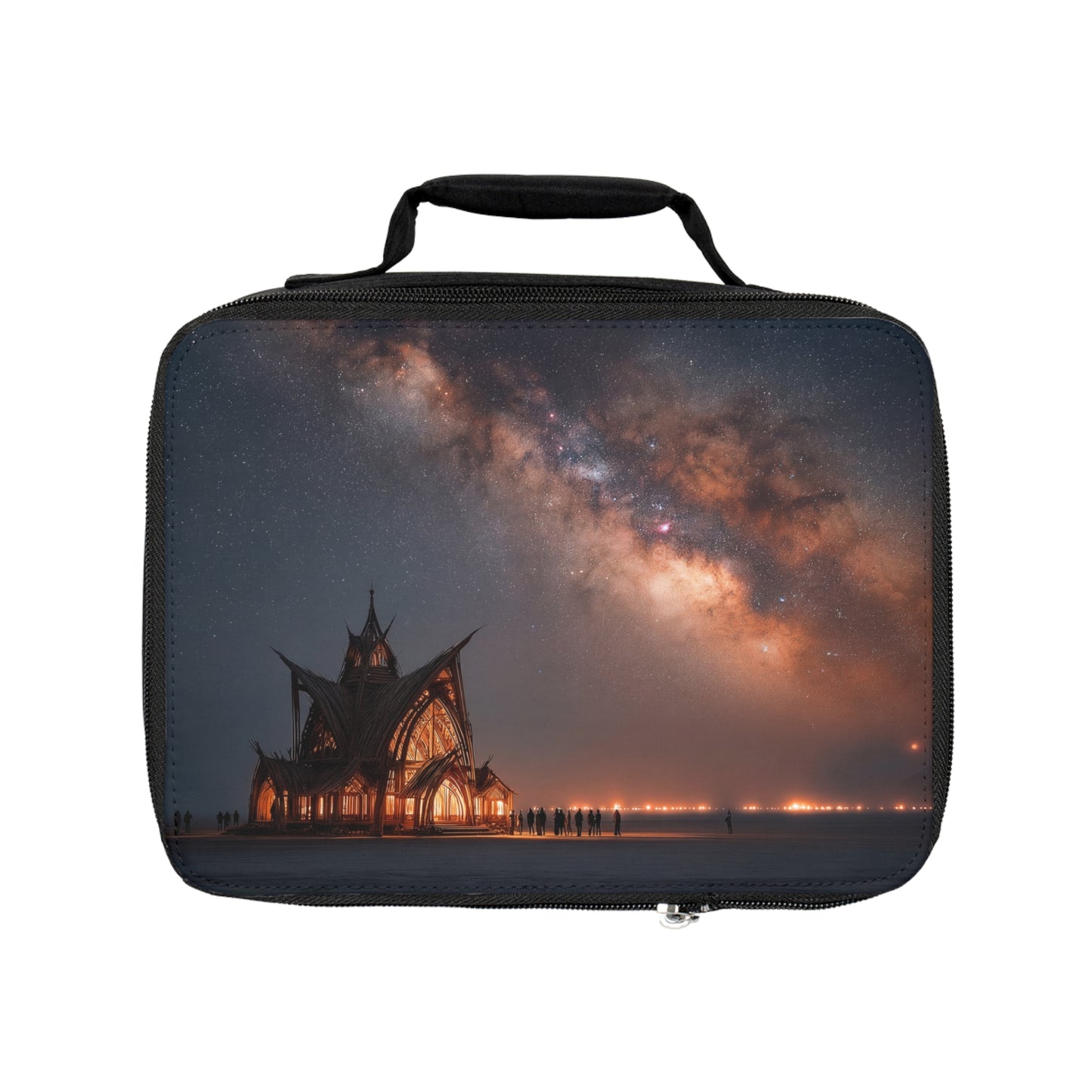 Starlit Cathedral Lunch Bag – Where the Milky Way Meets Wooden Grace