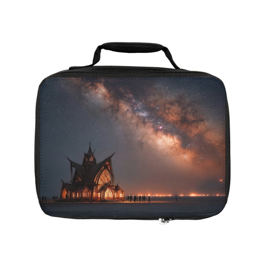 Starlit Cathedral Lunch Bag – Where the Milky Way Meets Wooden Grace