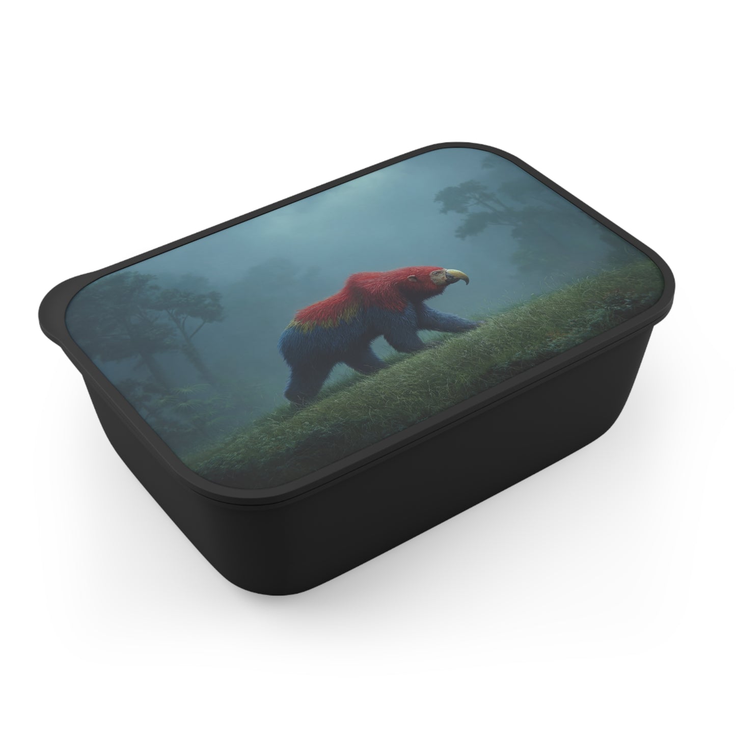 Parrot-Bear Hybrid PLA Bento Box with Band and Utensils – Misty Jungle Guardian