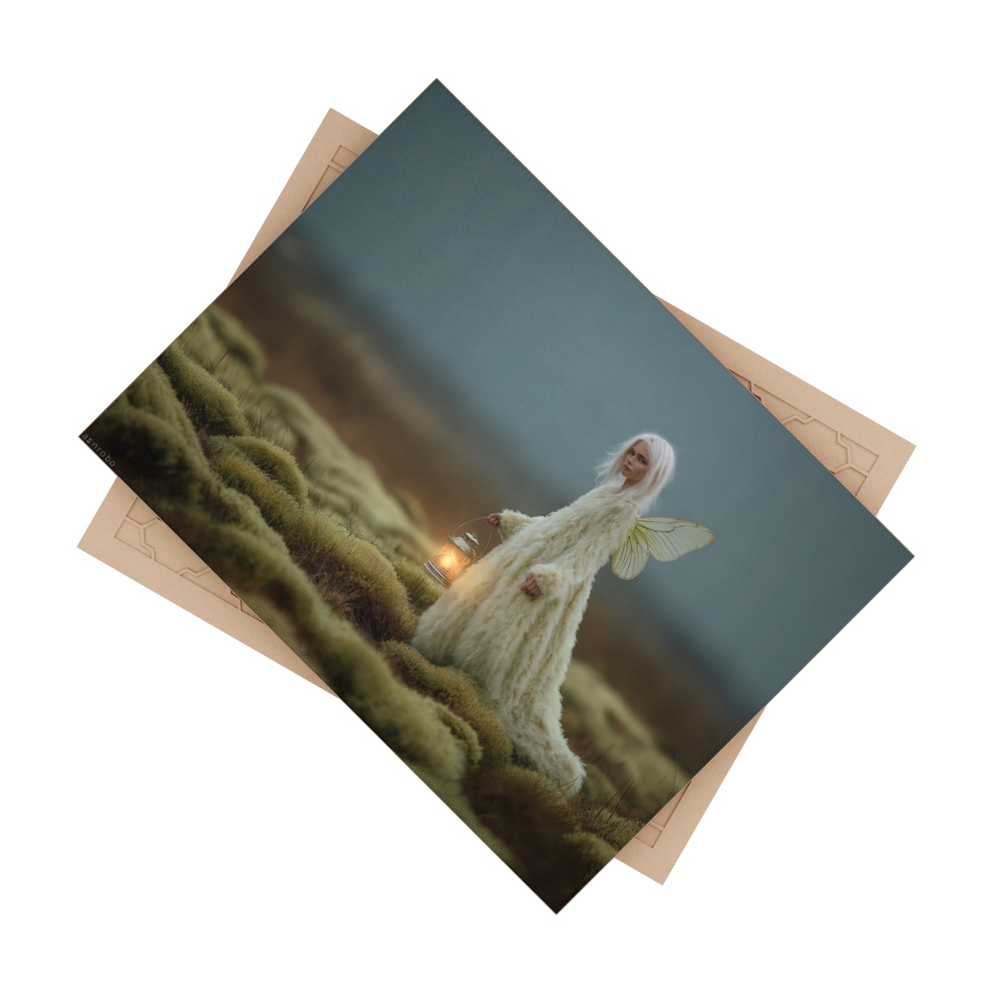 Luminous Fairy in Mossy Field Ceramic Photo Tile – Keeper of Twilight Light