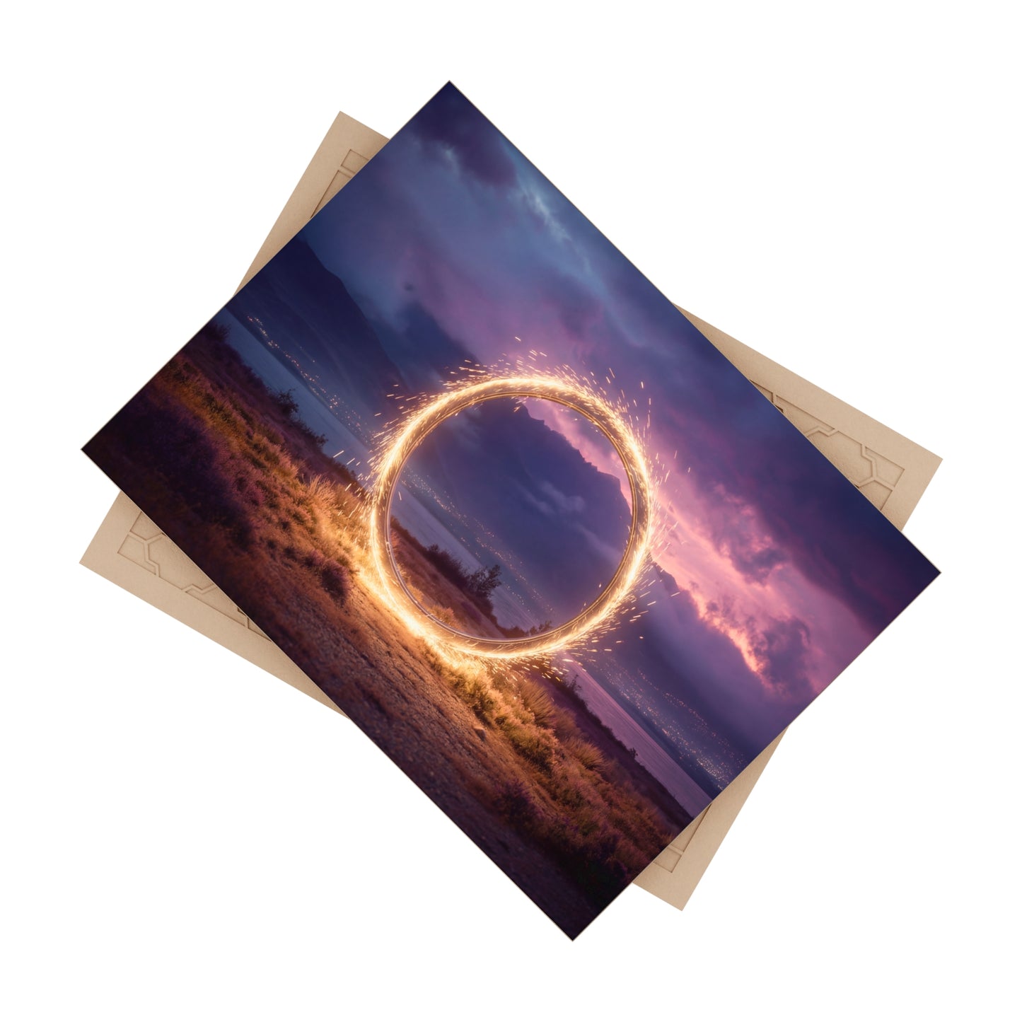 Spark Ring Twilight Ceramic Photo Tile – A Gateway to Purple Skies