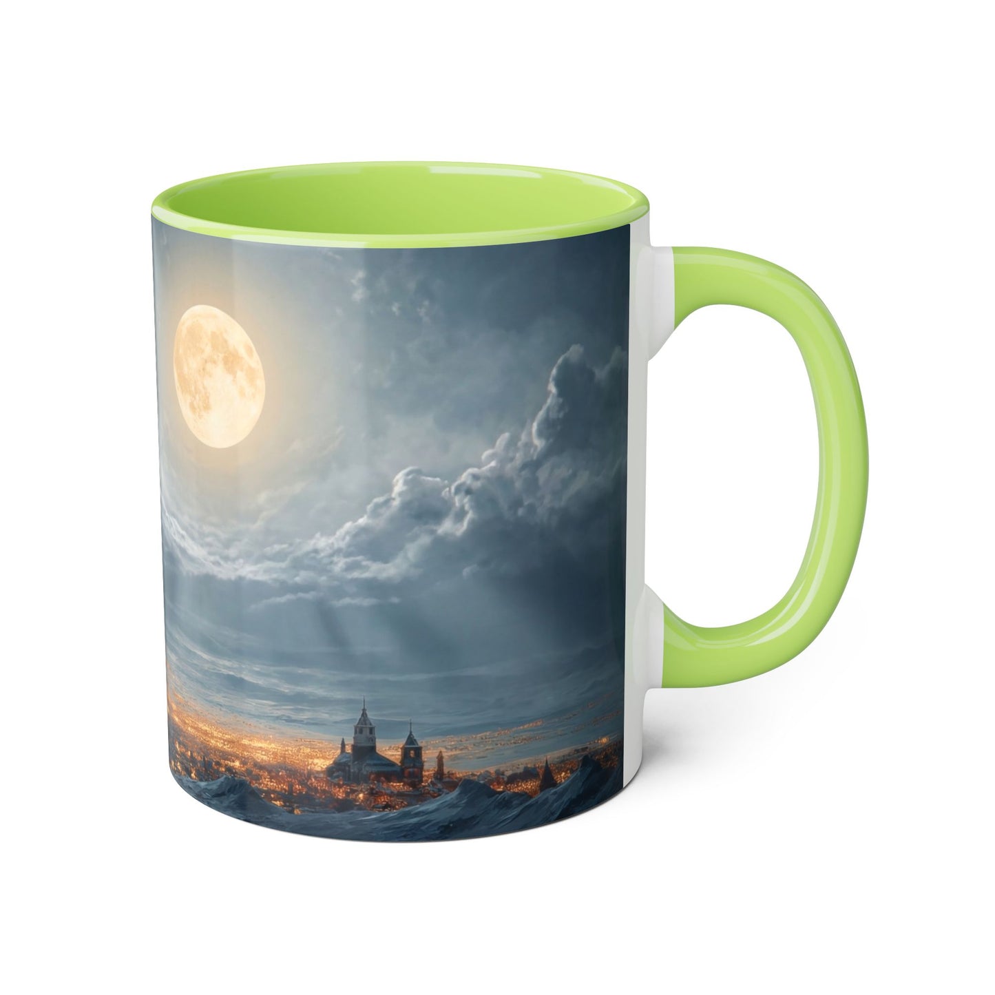 Moonlit Sleigh Accent Mugs, 11oz – Winter Night Flight Over Snowy Peaks