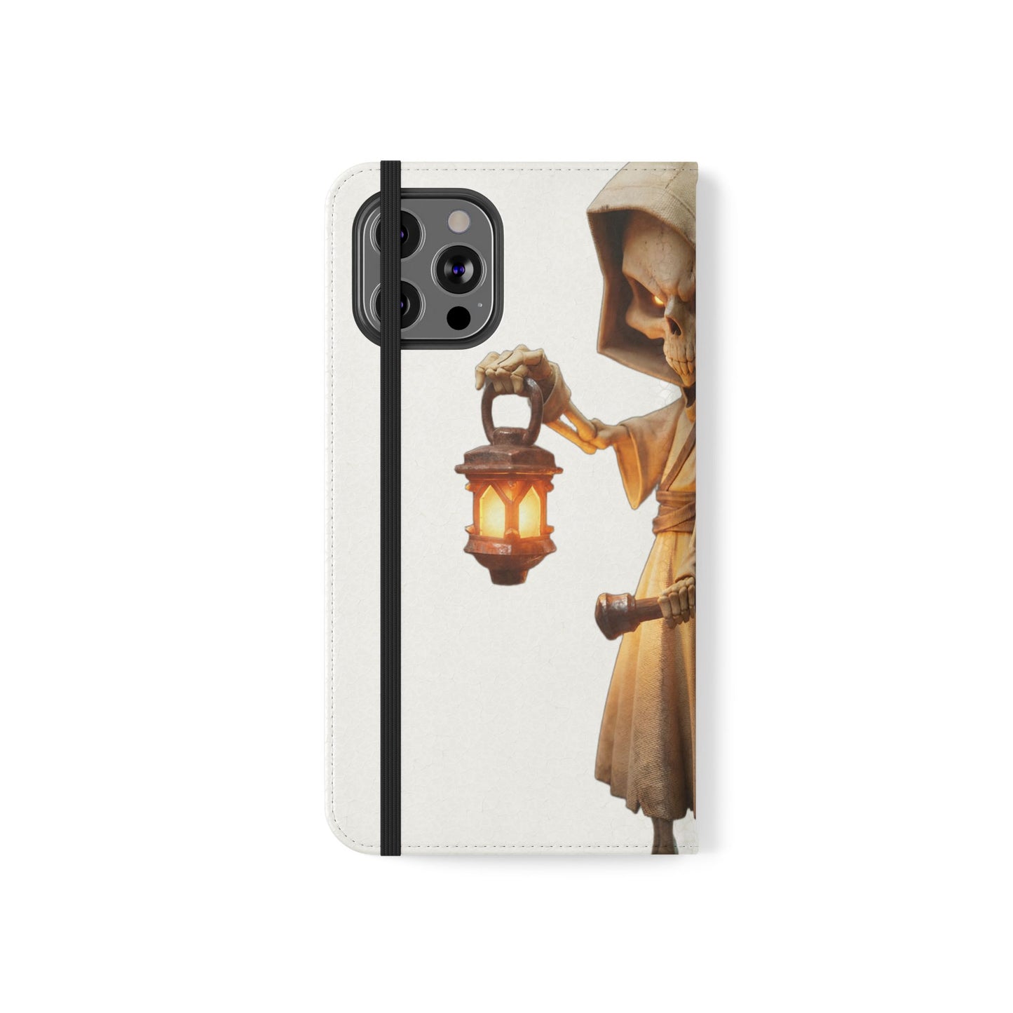 Lantern-Bearing Sentinel Flip Cases – Hooded Guardian with Scythe and Warm Glow