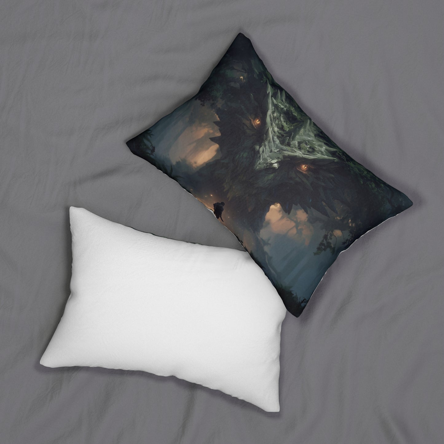 Ancient Forest Dragon Lumbar Pillow – Embrace the Whispering Guardian