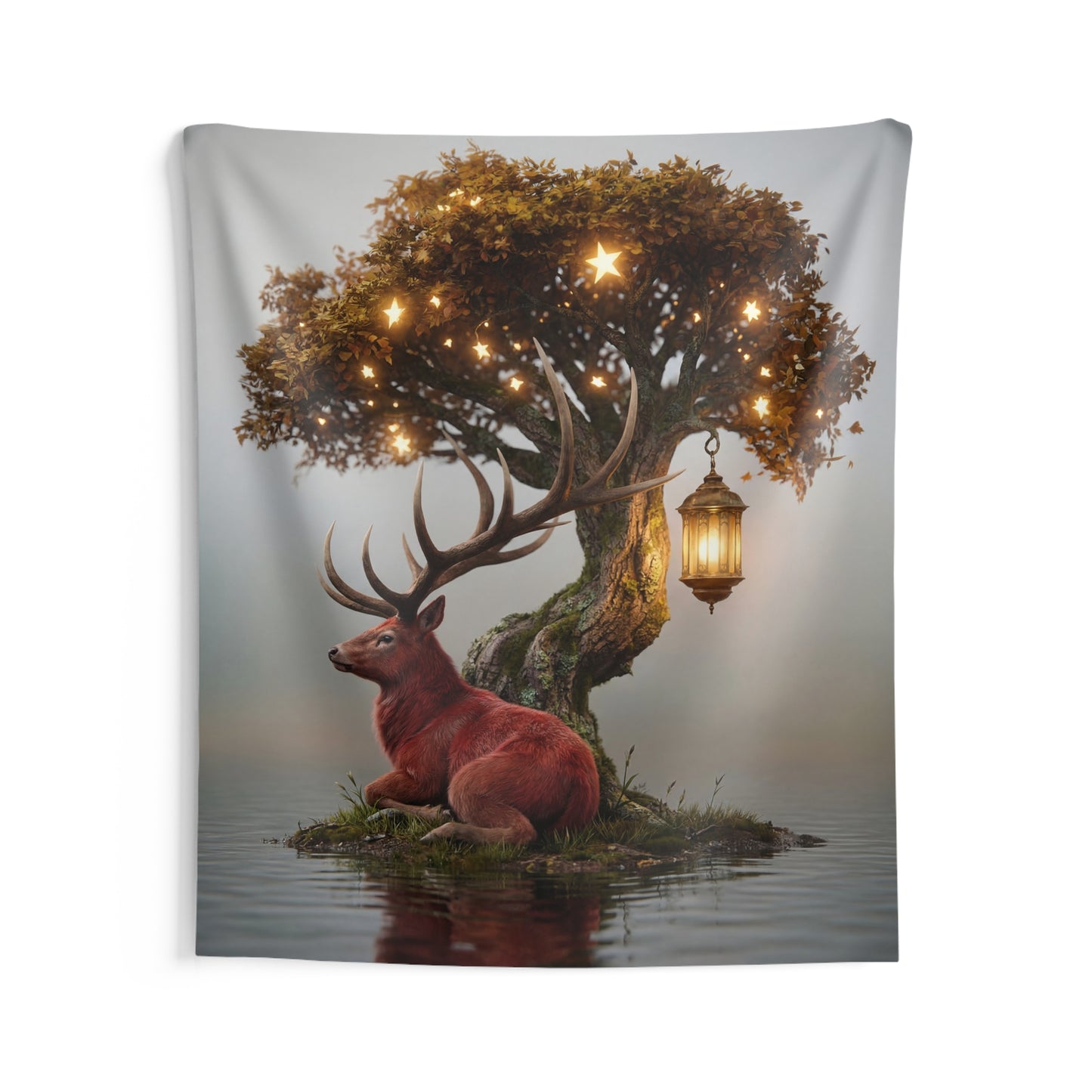 Starlit Stag Tree Tapestry – Whispering Woods at Dusk