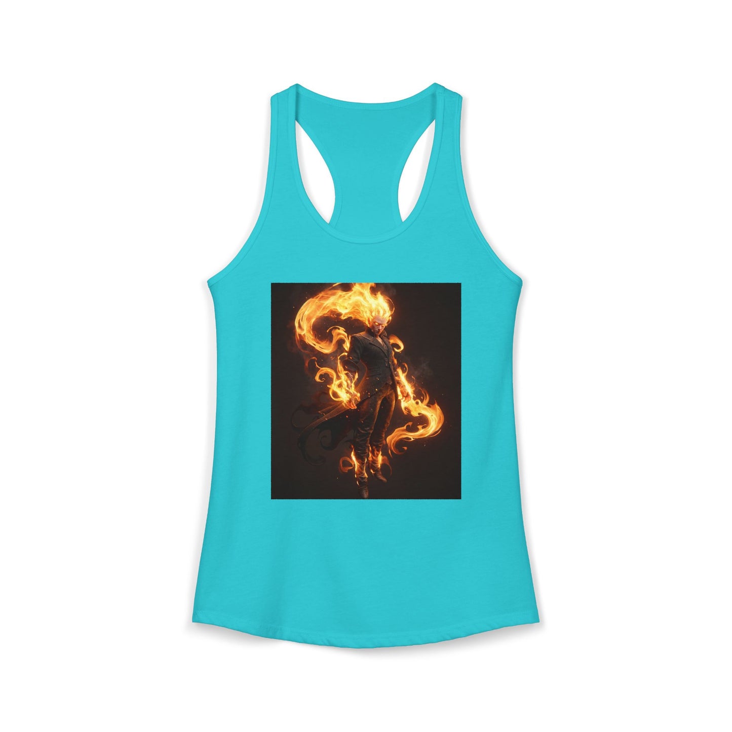 Inferno Walker Women's Ideal Racerback Tank – Fiery Guardian Silhouette