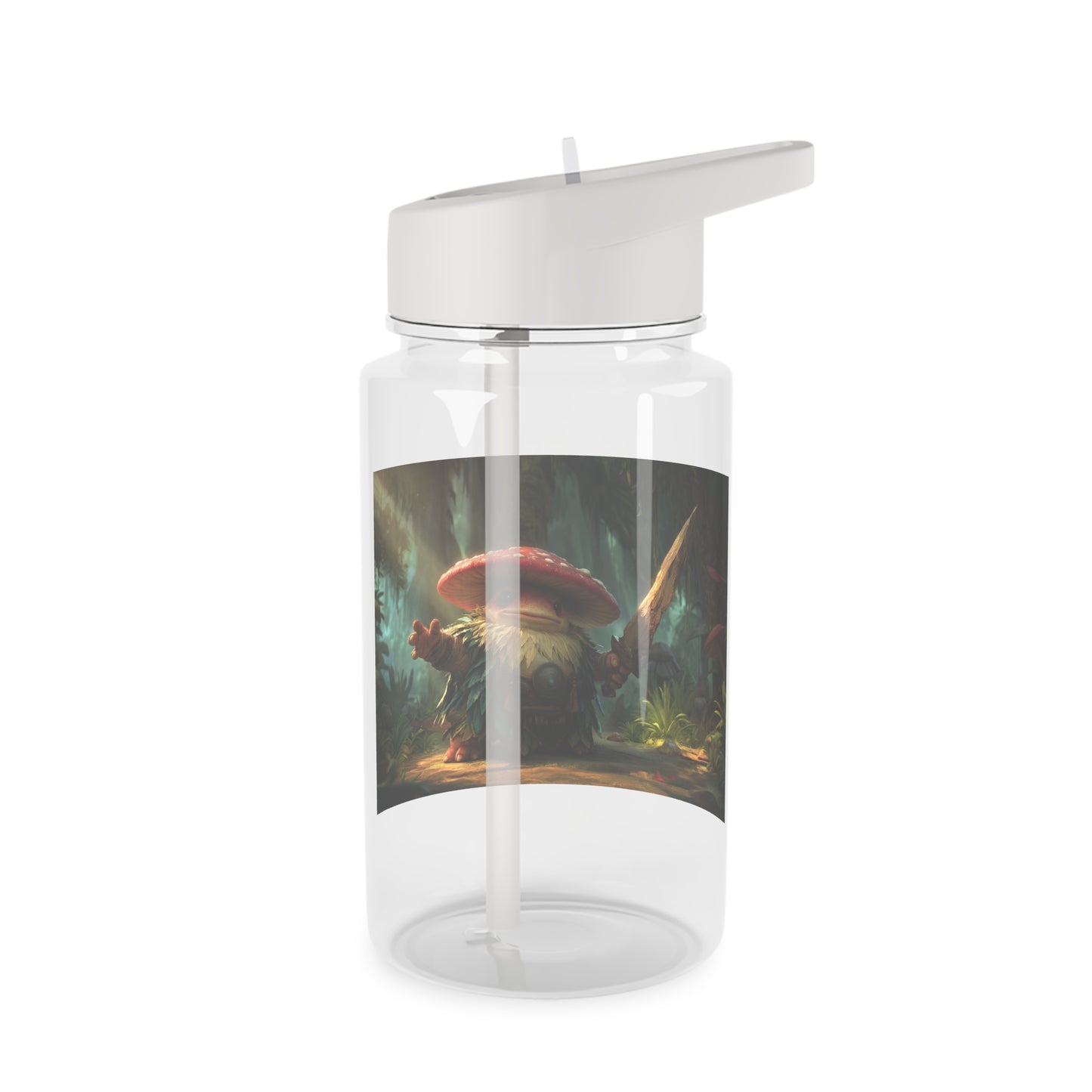 Mushroom Knight Tritan Water Bottle – Forest Guardian with Wooden Sword