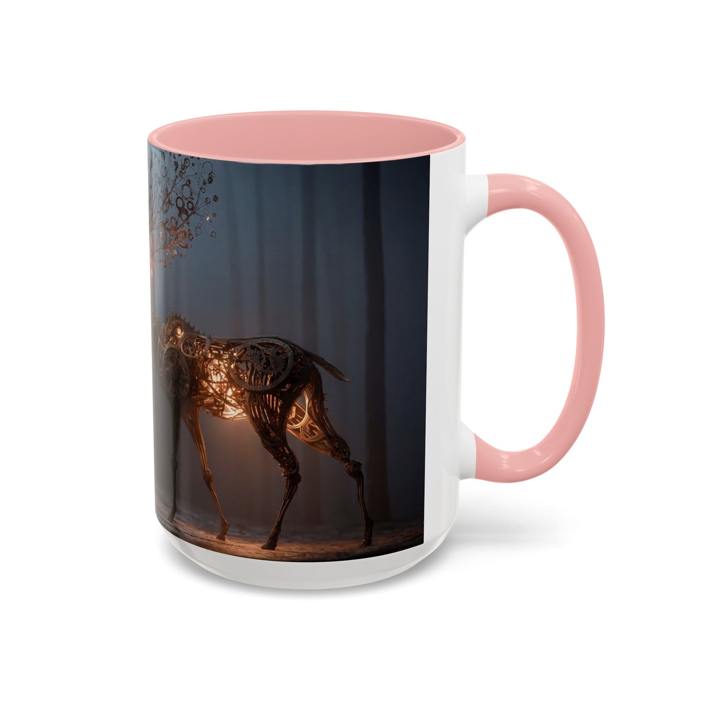 Clockwork Stag Accent Coffee Mug (11, 15oz) – Luminescent Forest Mechanism