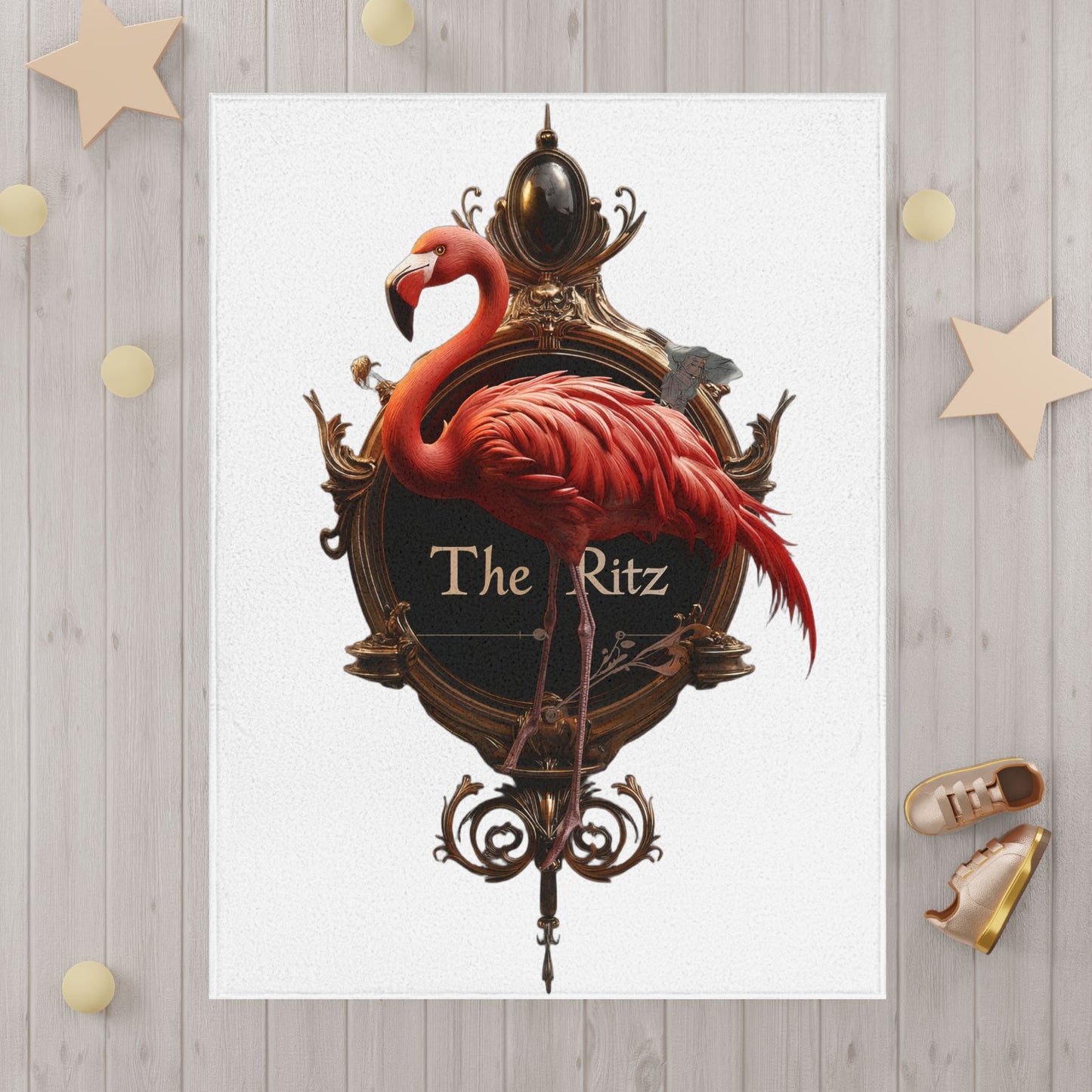 Crimson Flamingo Ritz Blanket – Ornate Clockwork Frame Cover
