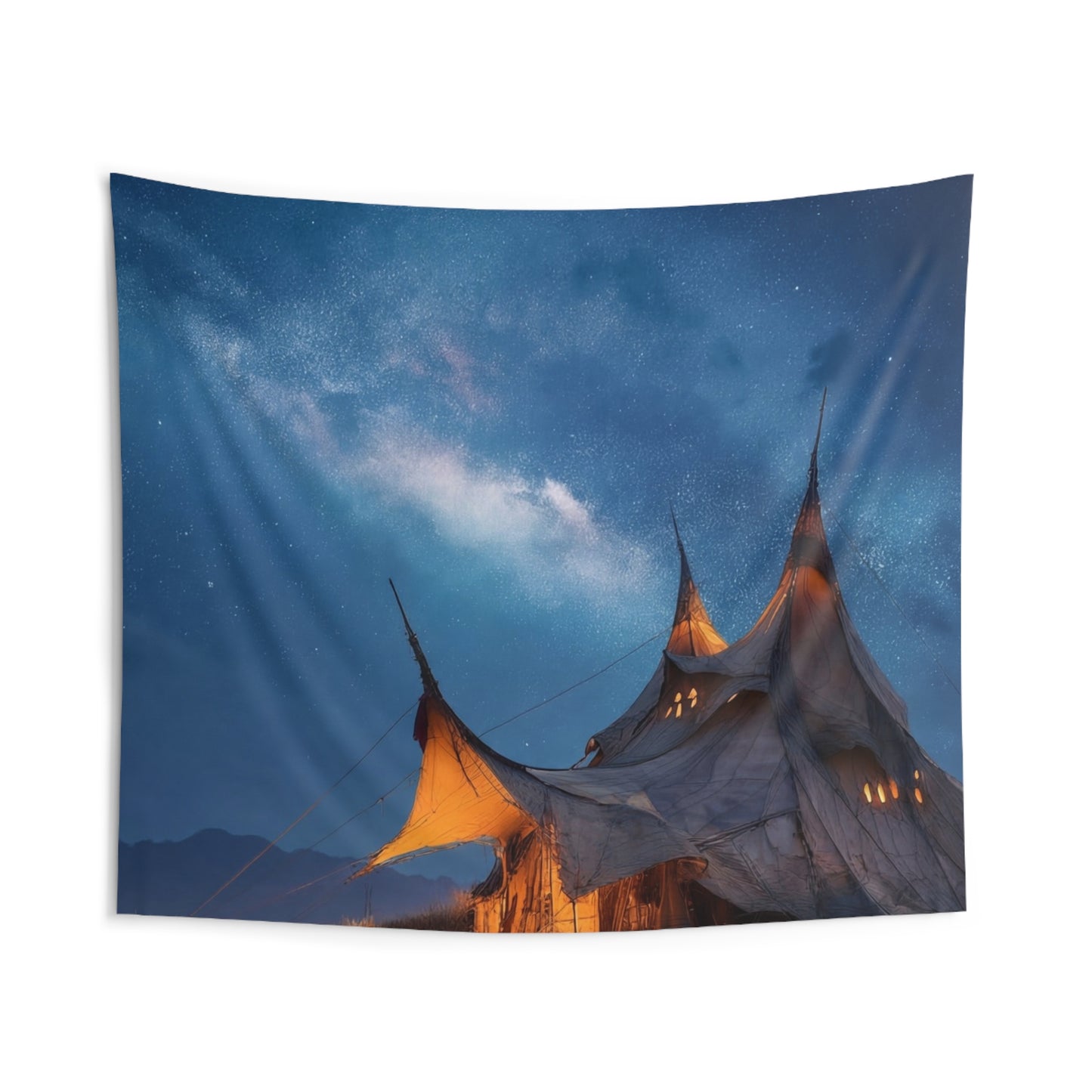 Starlit Nomad Tent Wall Tapestry – Milky Way Haven Under Open Skies