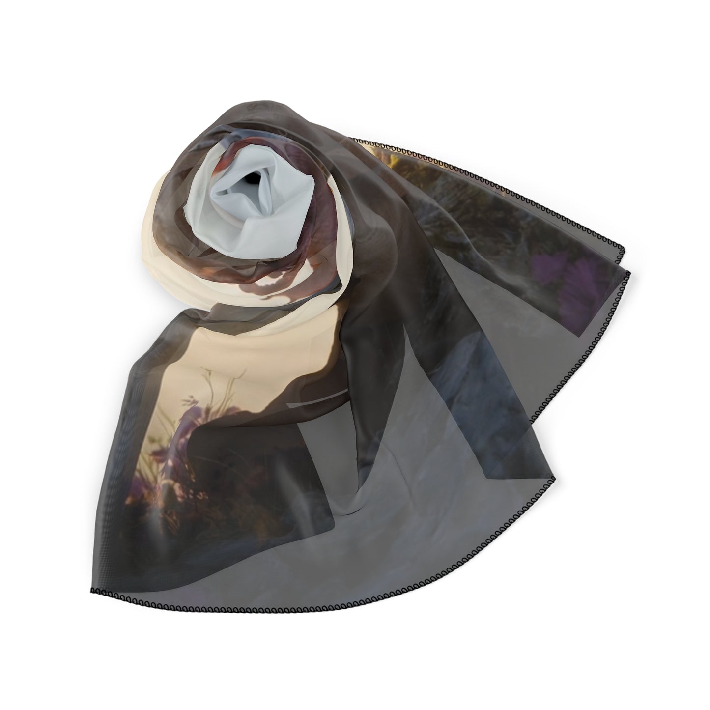 Dragon Knight at Dawn Poly Scarf – Sunset Sentinel with Crimson Wings