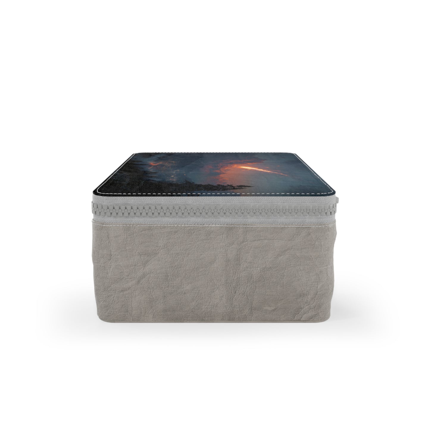 Meteor Shower Paper Lunch Bag – Crimson Sky Over Mountain Town