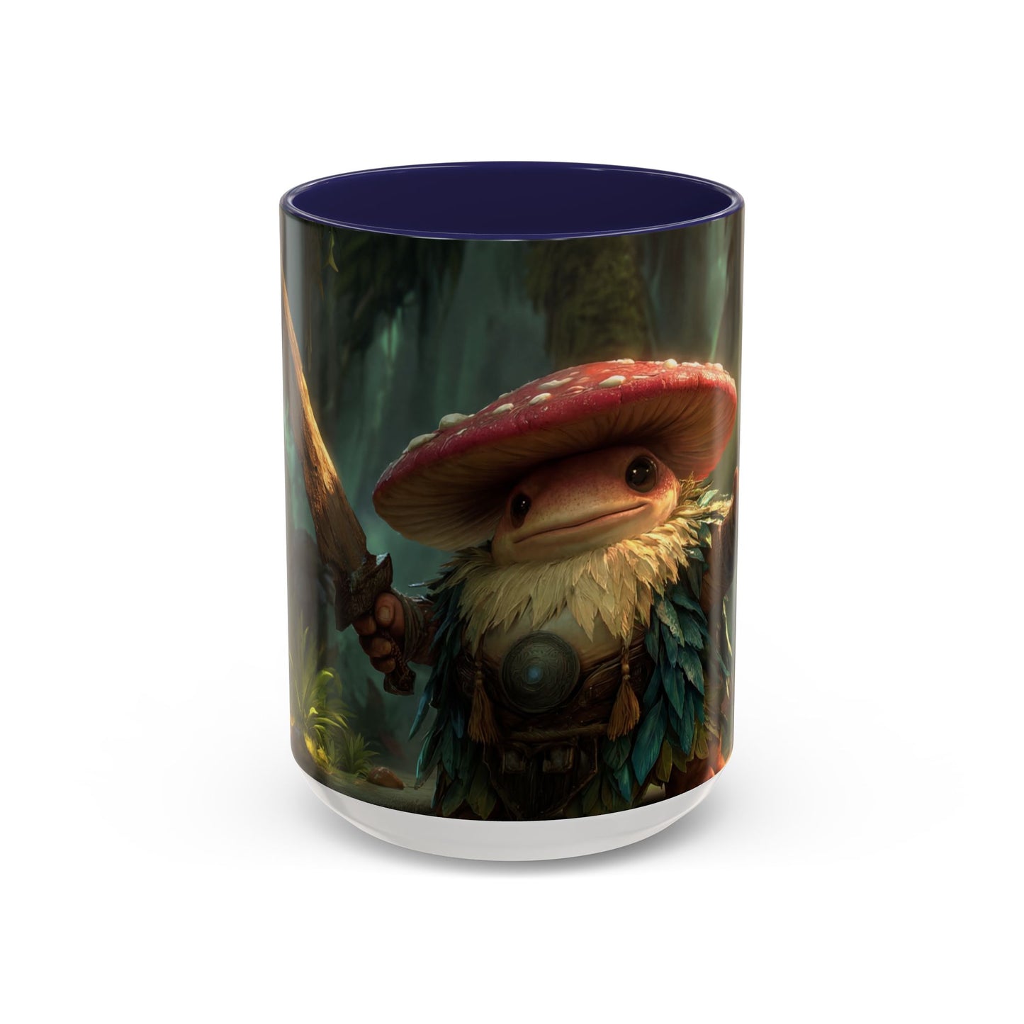 Mushroom Knight Accent Coffee Mug – Verdant Forest Guardian Sentinel