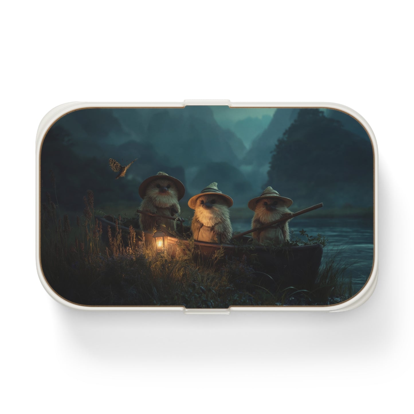 Three Hedgehog River Pilots Bento Lunch Box – Twilight Voyage with Lantern Light