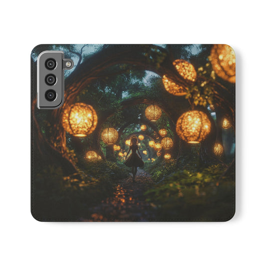 Lantern Archway Flip Cases – Girl Walking Through Forest Tunnel Art Case