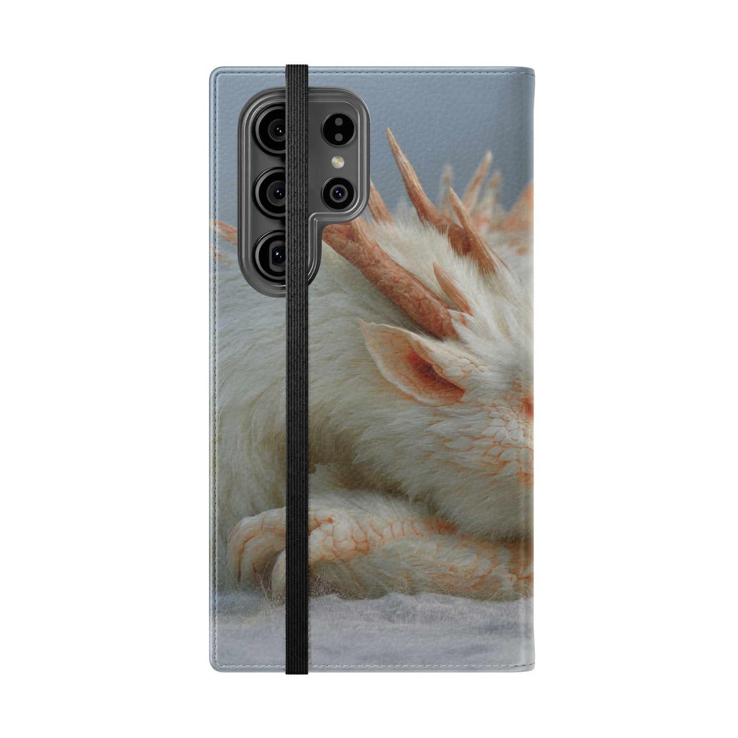 Sleeping Child and Dragon Flip Cases – Snowy Guardian Embrace